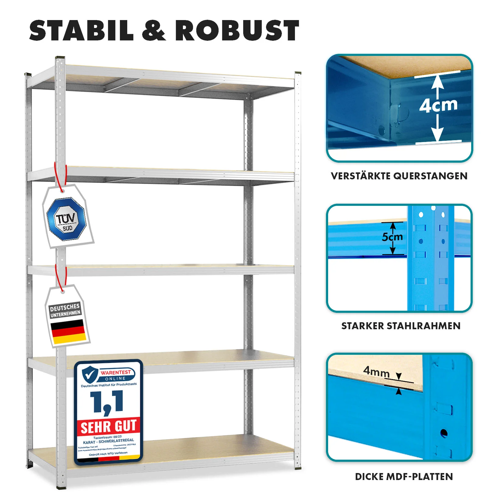 Schwerlastregal | Verzinkt | Traglast bis 1500 kg | 15 Größen - Image 3