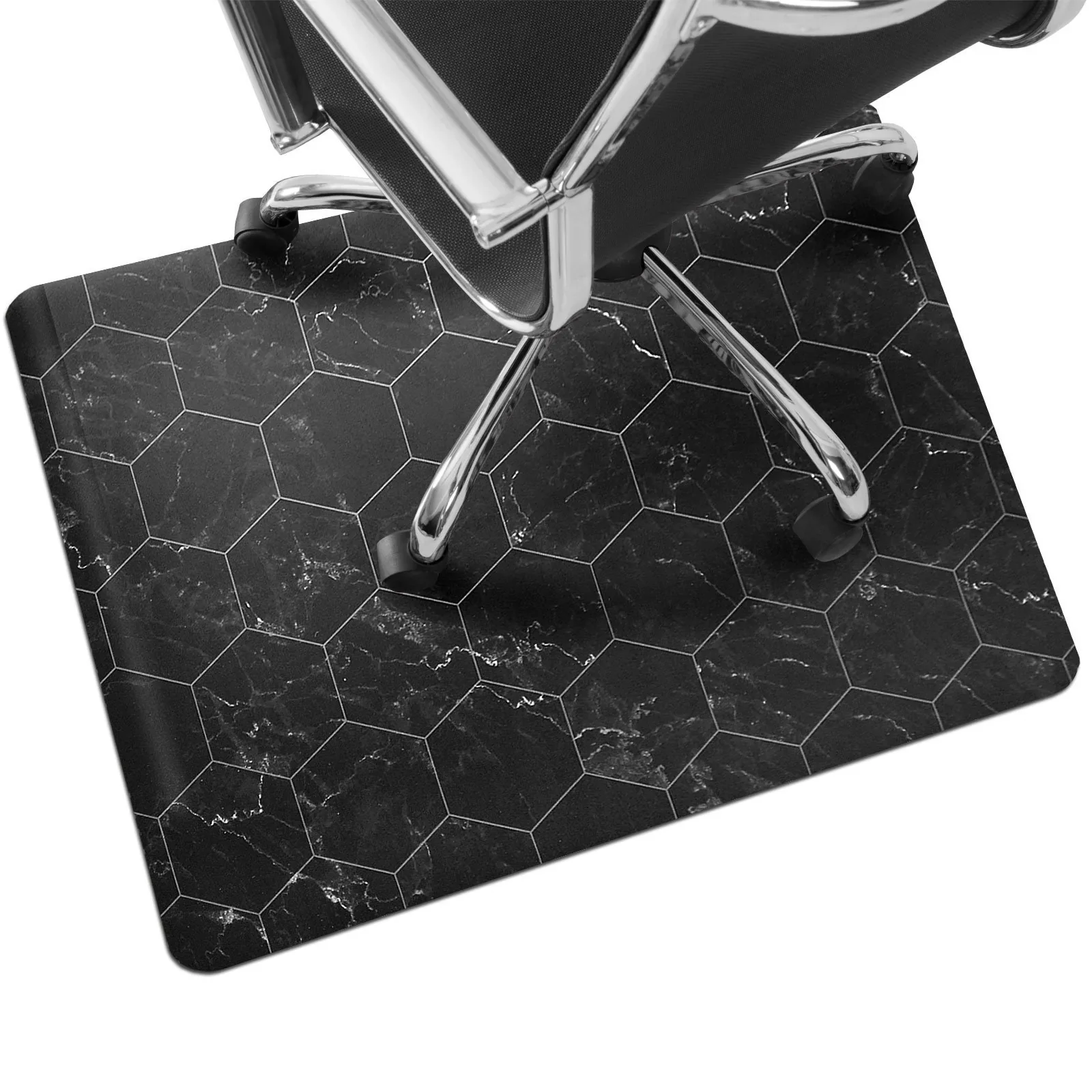 Design-Bodenschutzmatte | Black Marble | 73,5 x 91,5 cm - Image 2