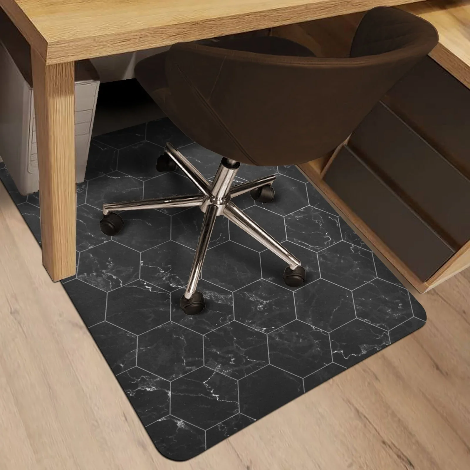 Design-Bodenschutzmatte | Black Marble | 73,5 x 91,5 cm - Image 6