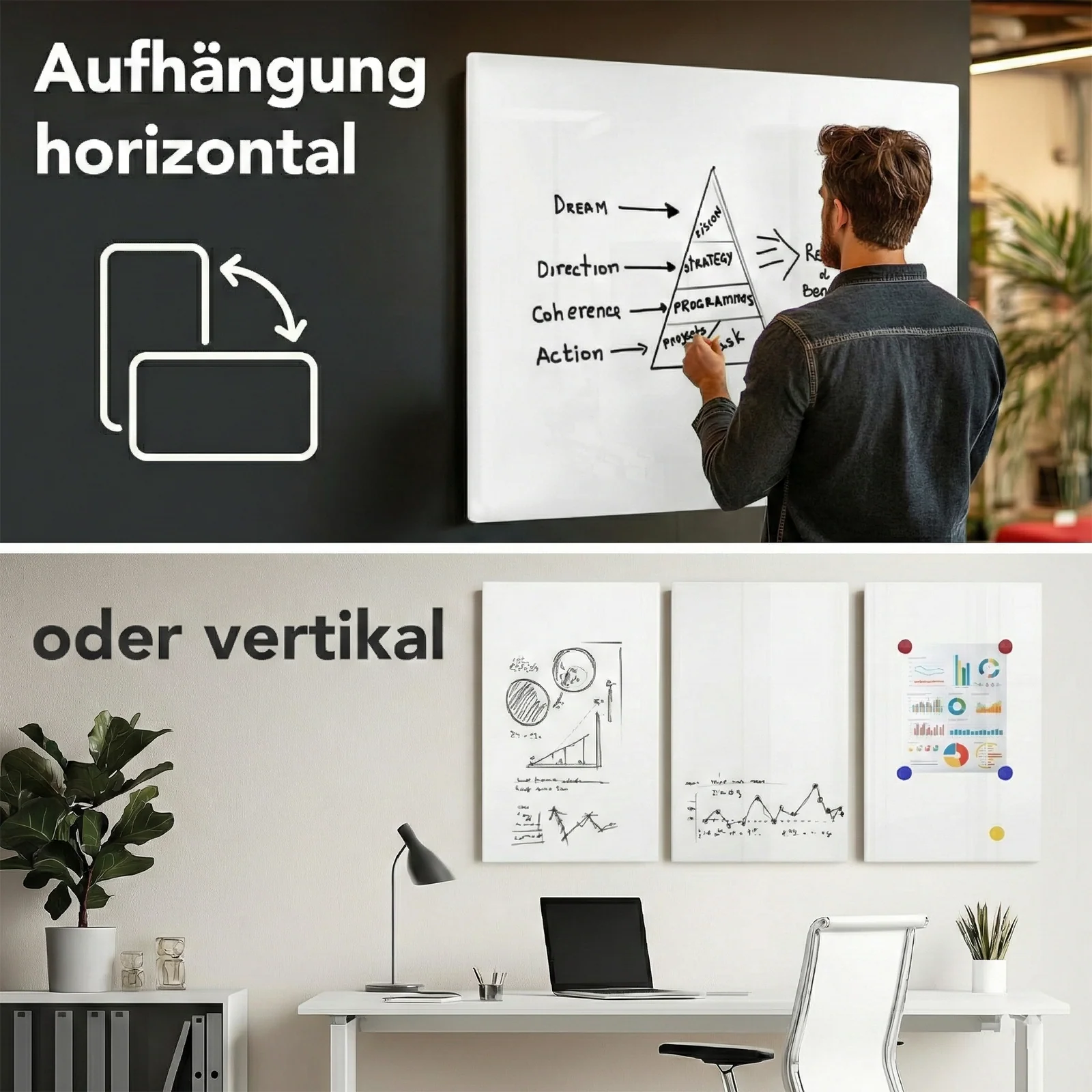 Glas-Whiteboard | Pearlwhite | Sicherheitsglas | Rahmenlos | 10 Größen - Image 4