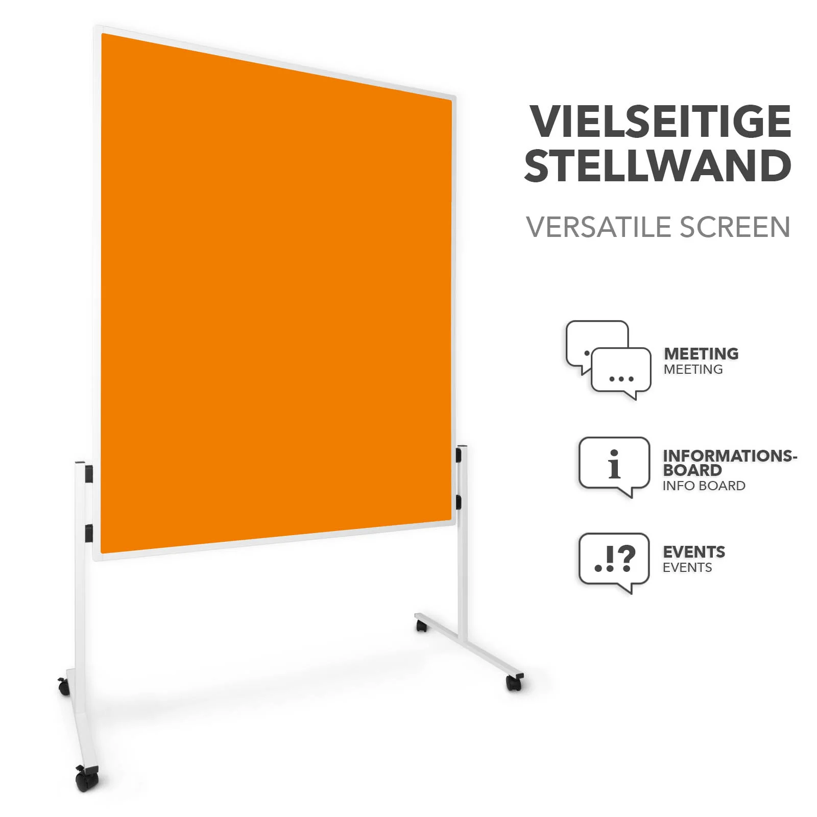 Filz-Moderationstafeln | Einteilig | Mit Rollen | 150x120 cm | 5 Farben - Image 4
