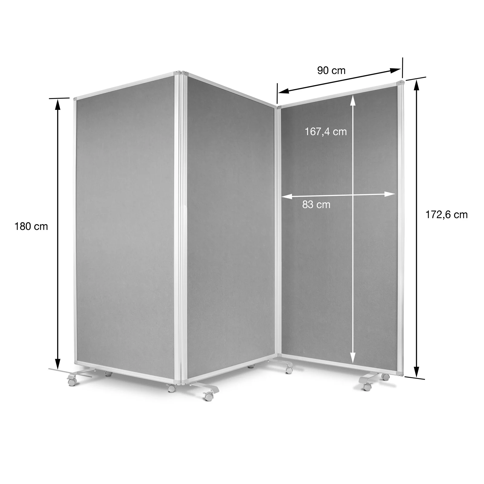 Filz Stellwand | Trennwand 3-teilig | Mit Rollen | 2 Farben & 2 Größen - Image 12