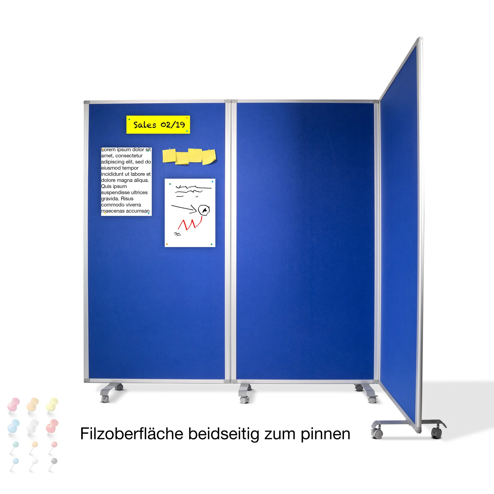 Filz Stellwand | Trennwand 3-teilig | Mit Rollen | 2 Farben & 2 Größen - Image 31