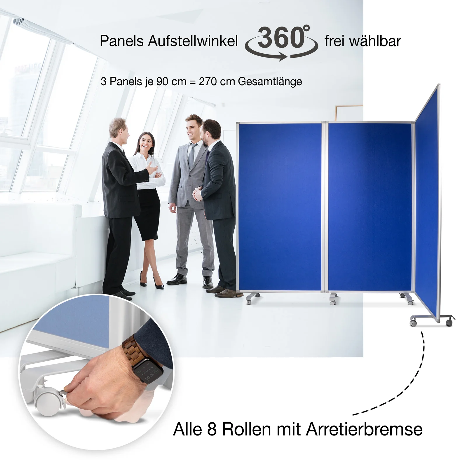 Filz Stellwand | Trennwand 3-teilig | Mit Rollen | 2 Farben & 2 Größen - Image 33
