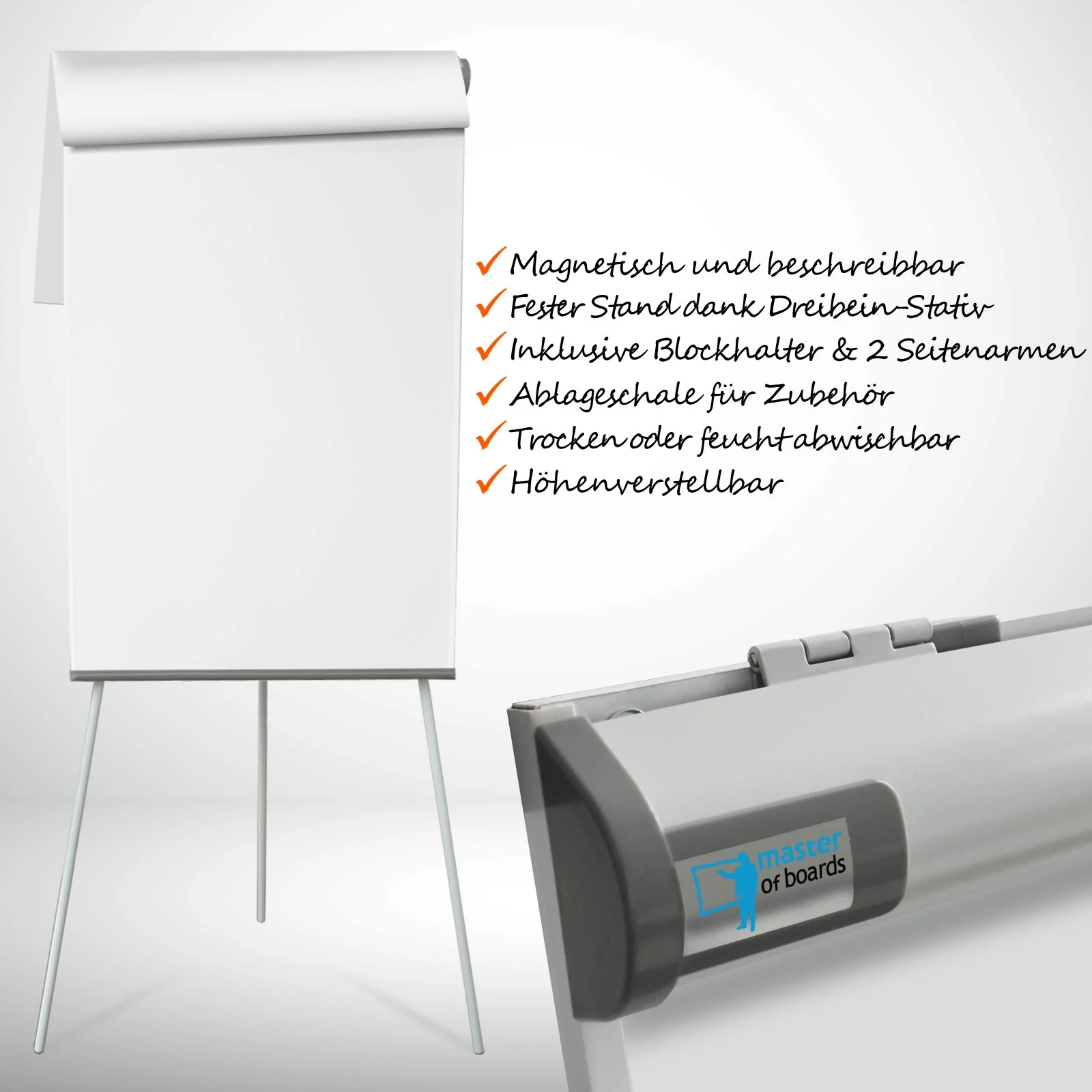 Flipchart Coyote PRO | Dreibein-Stativ | Klappbar | Mit Papierhaltern - Image 4