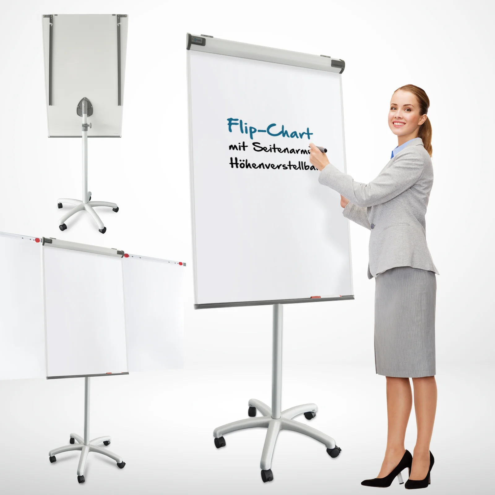 Mobiles Flipchart Piranha PRO | Sternfuß | Mit Papierhaltern - Image 4