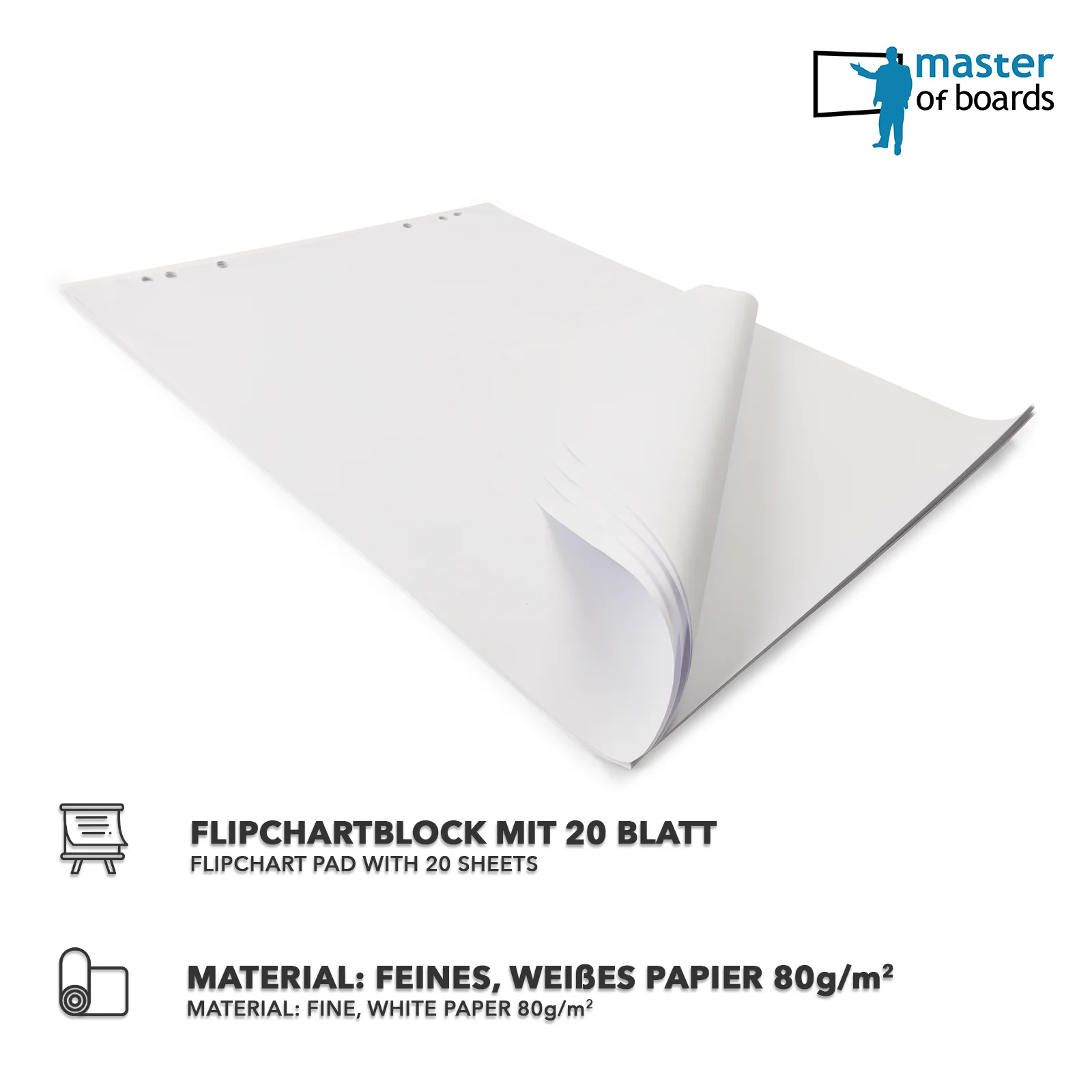 Flipchart Zubehör-Set | Master of Boards | Grundausstattung für Flipcharts | Mit Block, Markern & Magneten - Image 4