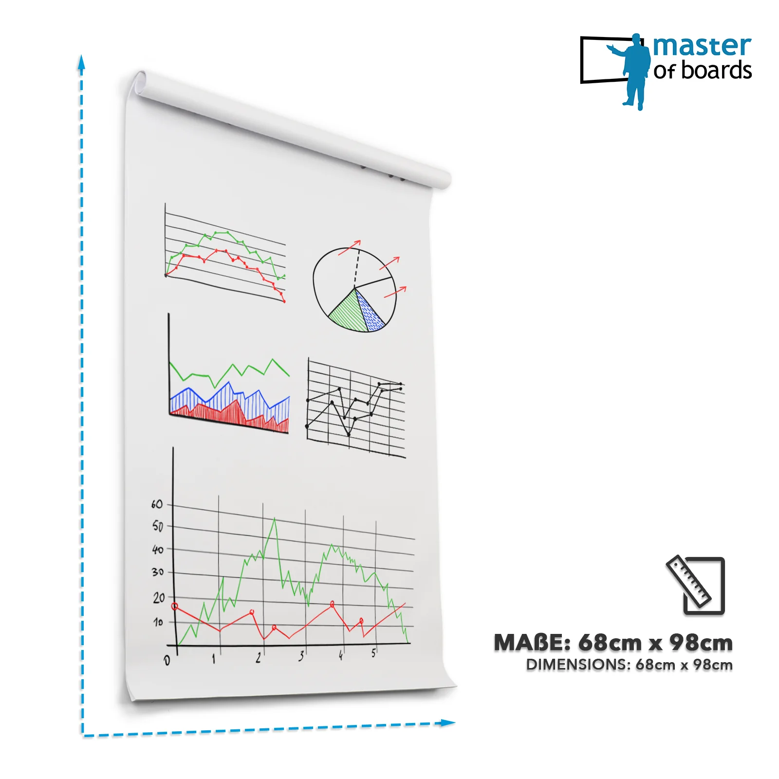 Flipchart Zubehör-Set | Master of Boards | Grundausstattung für Flipcharts | Mit Block, Markern & Magneten - Image 5