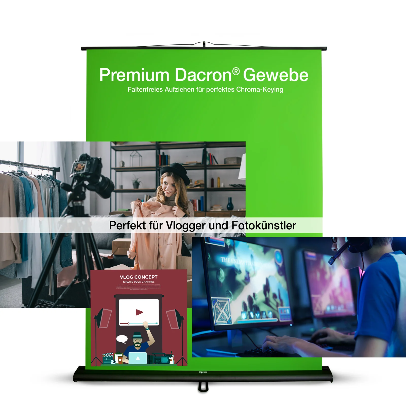 Green Screen | Ausfahrbarer Fotohintergrund | 150 x 200 cm - Image 11