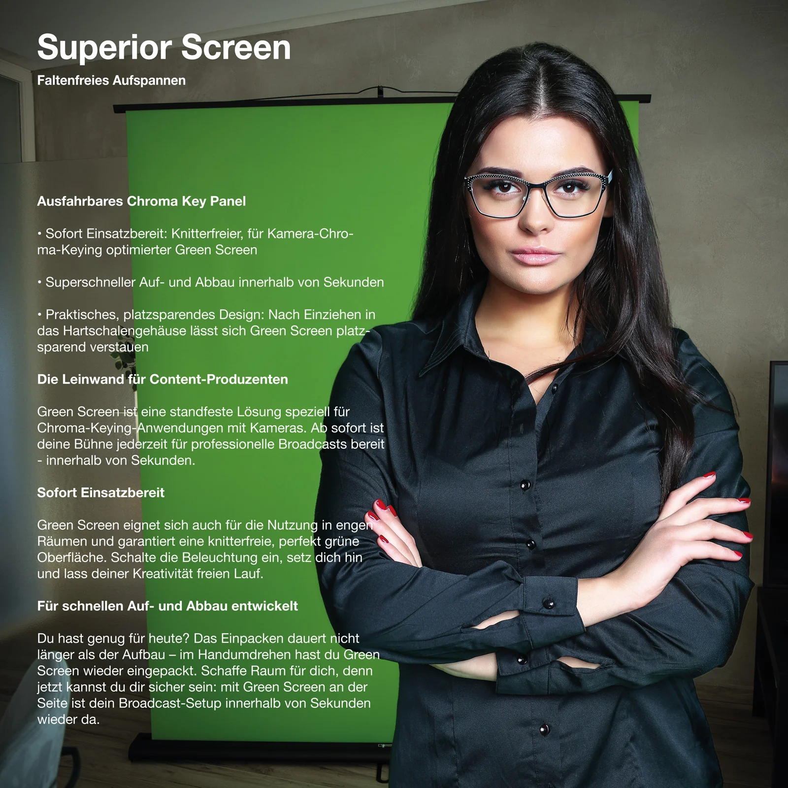 Green Screen | Ausfahrbarer Fotohintergrund | 150 x 200 cm - Image 12