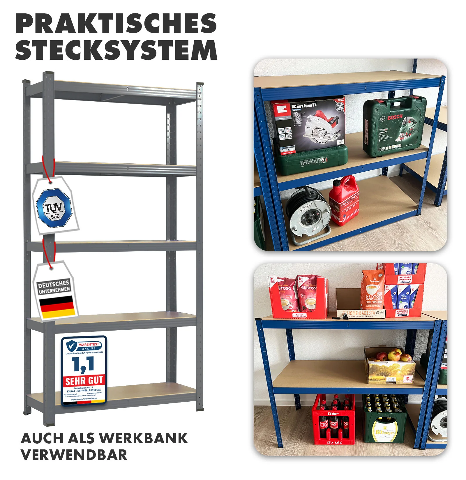 Schwerlastregal | Anthrazit-Grau | Traglast bis 1500 kg | 8 Größen - Image 4