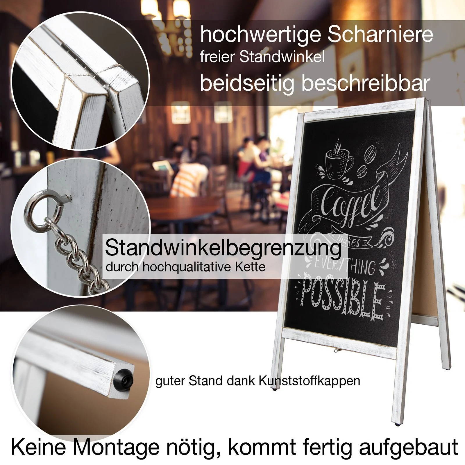 Kundenstopper | Kreidetafel | Mit Holzrahmen | Für Innen & Außenbereiche - Image 14