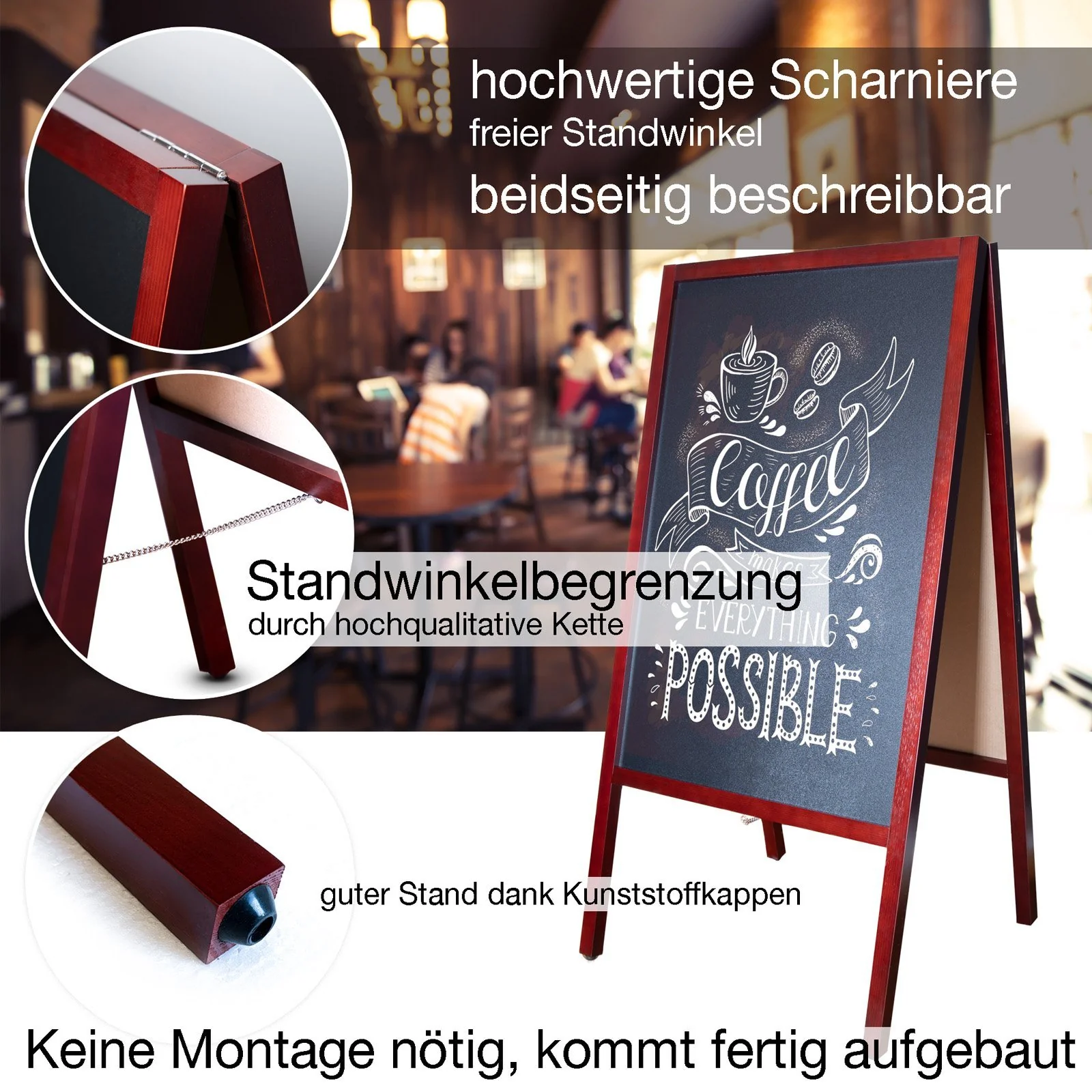 Kundenstopper | Kreidetafel | Mit Holzrahmen | Für Innen & Außenbereiche - Image 7