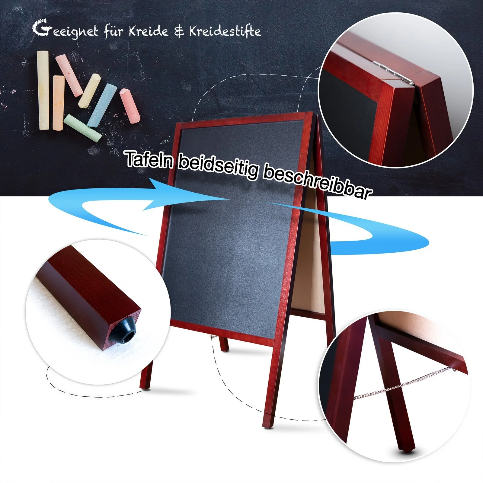 Kundenstopper | Kreidetafel | Mit Holzrahmen | Für Innen & Außenbereiche - Image 8