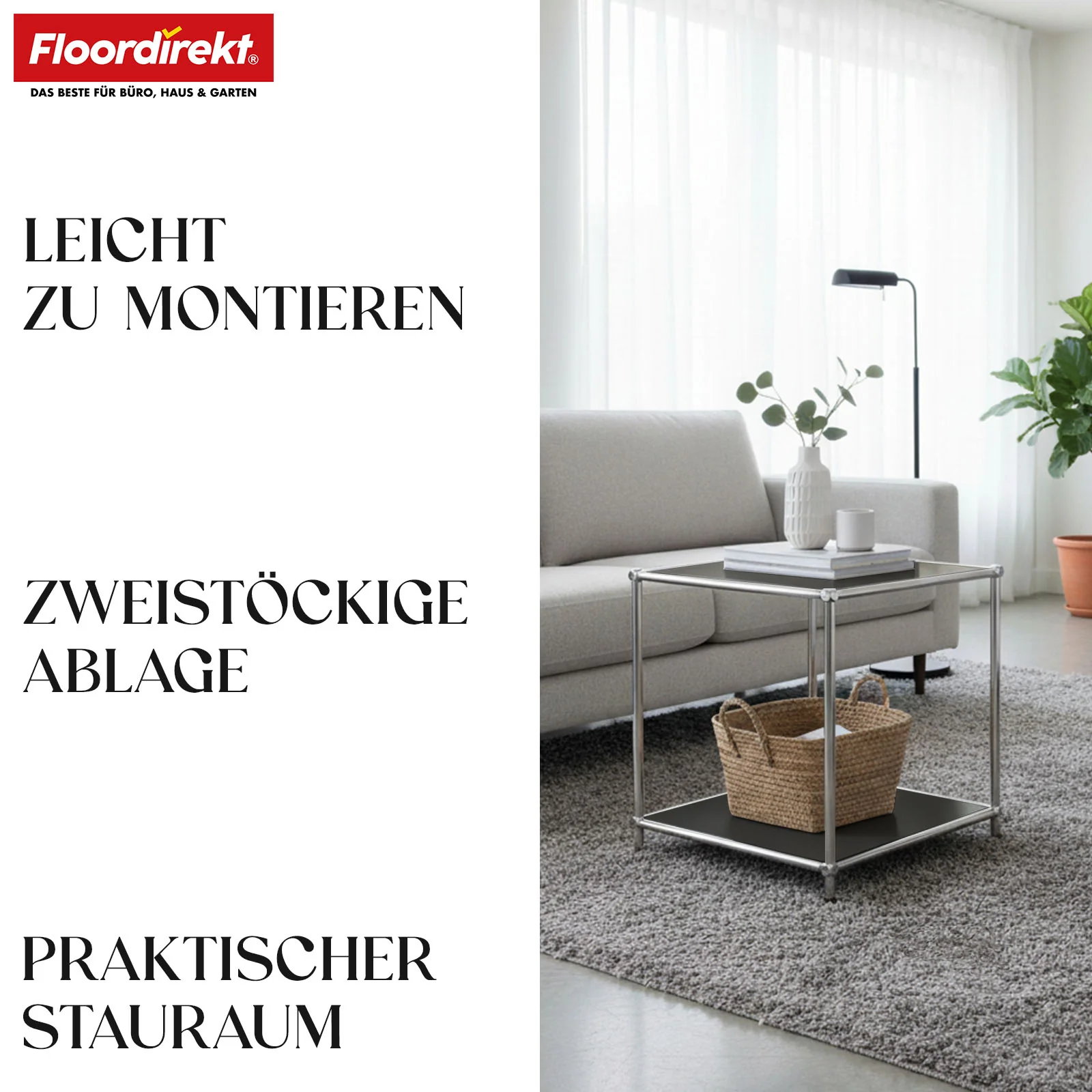 Metallregal | Concept Epure MK-012 | Offenes Beistell- & Aufbewahrungsregal mit 2 Ablagen | In mehreren Farben erhältlich - Image 12