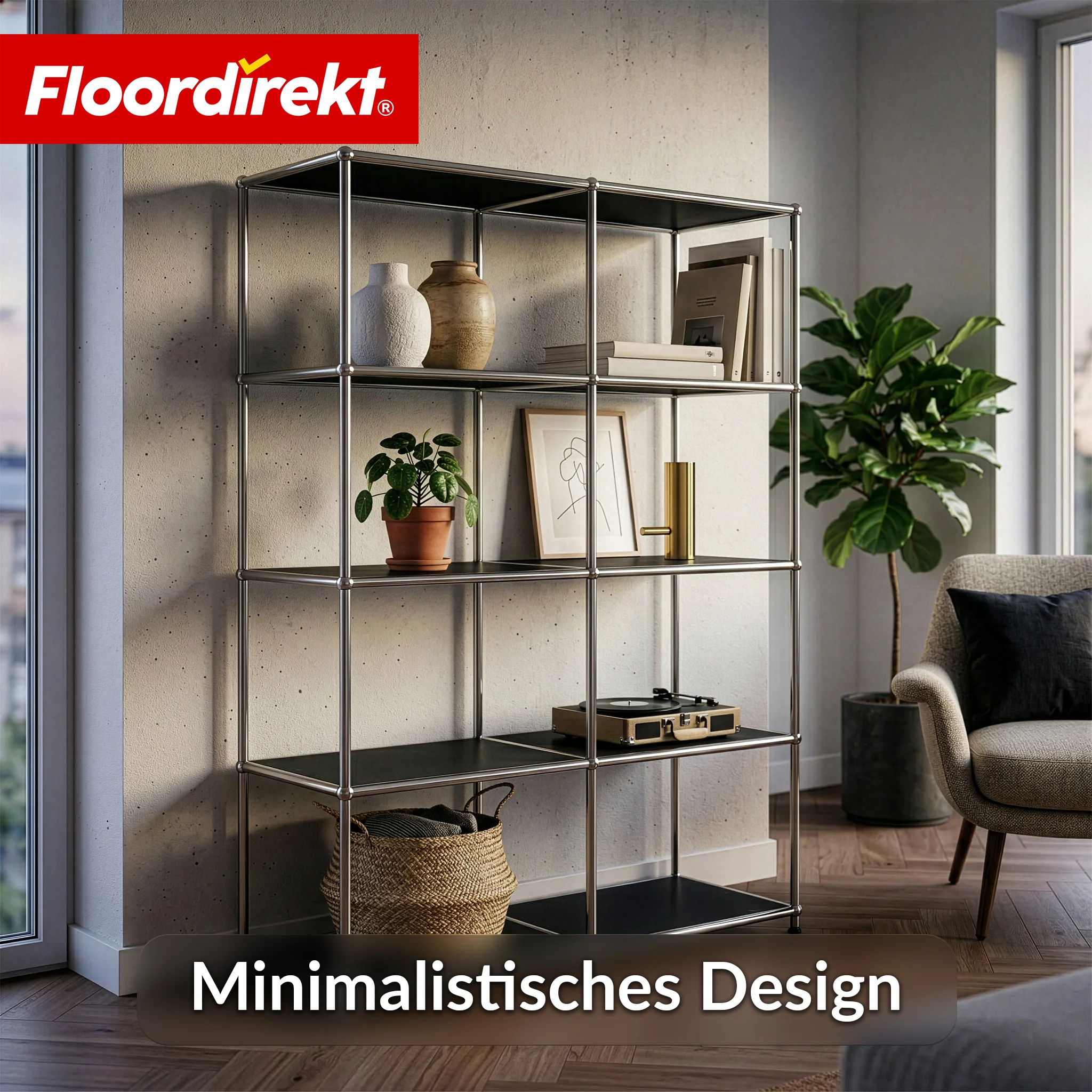 Metallregal | Concept Epure MK-015 | Offenes Standregal mit 5 Ablagen | Bücherregal & Raumteiler Metall - Image 11