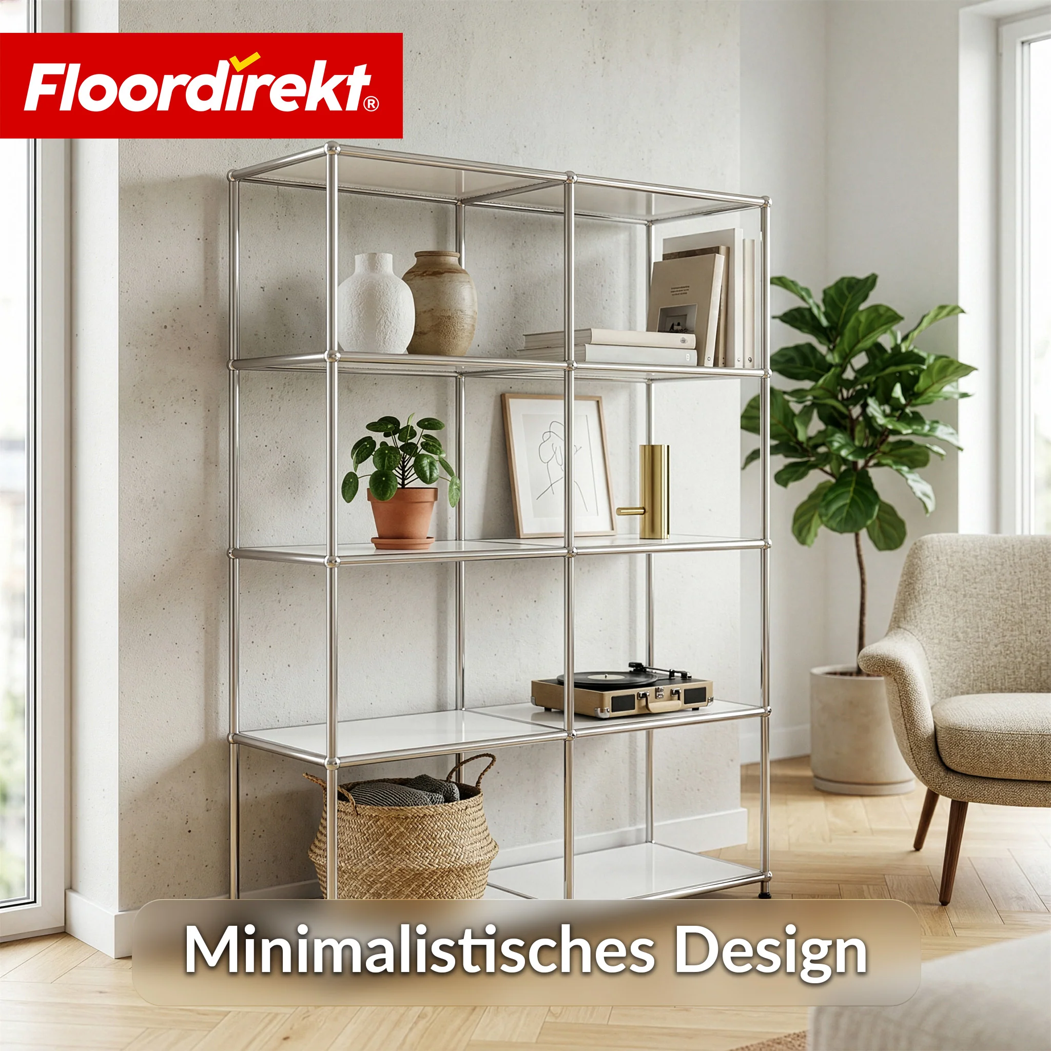 Metallregal | Concept Epure MK-015 | Offenes Standregal mit 5 Ablagen | Bücherregal & Raumteiler Metall - Image 19