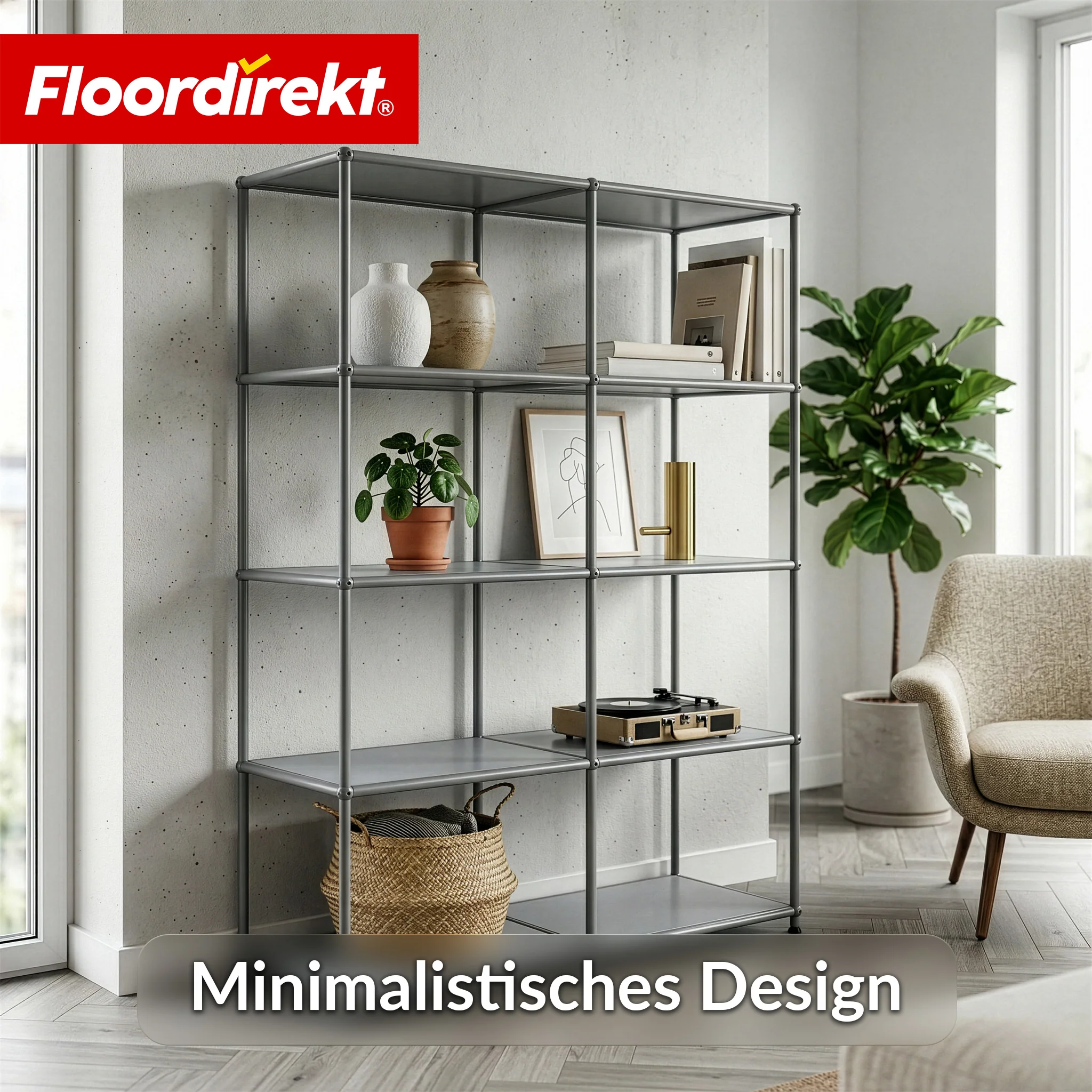 Metallregal | Concept Epure MK-015 | Offenes Standregal mit 5 Ablagen | Bücherregal & Raumteiler Metall - Image 3