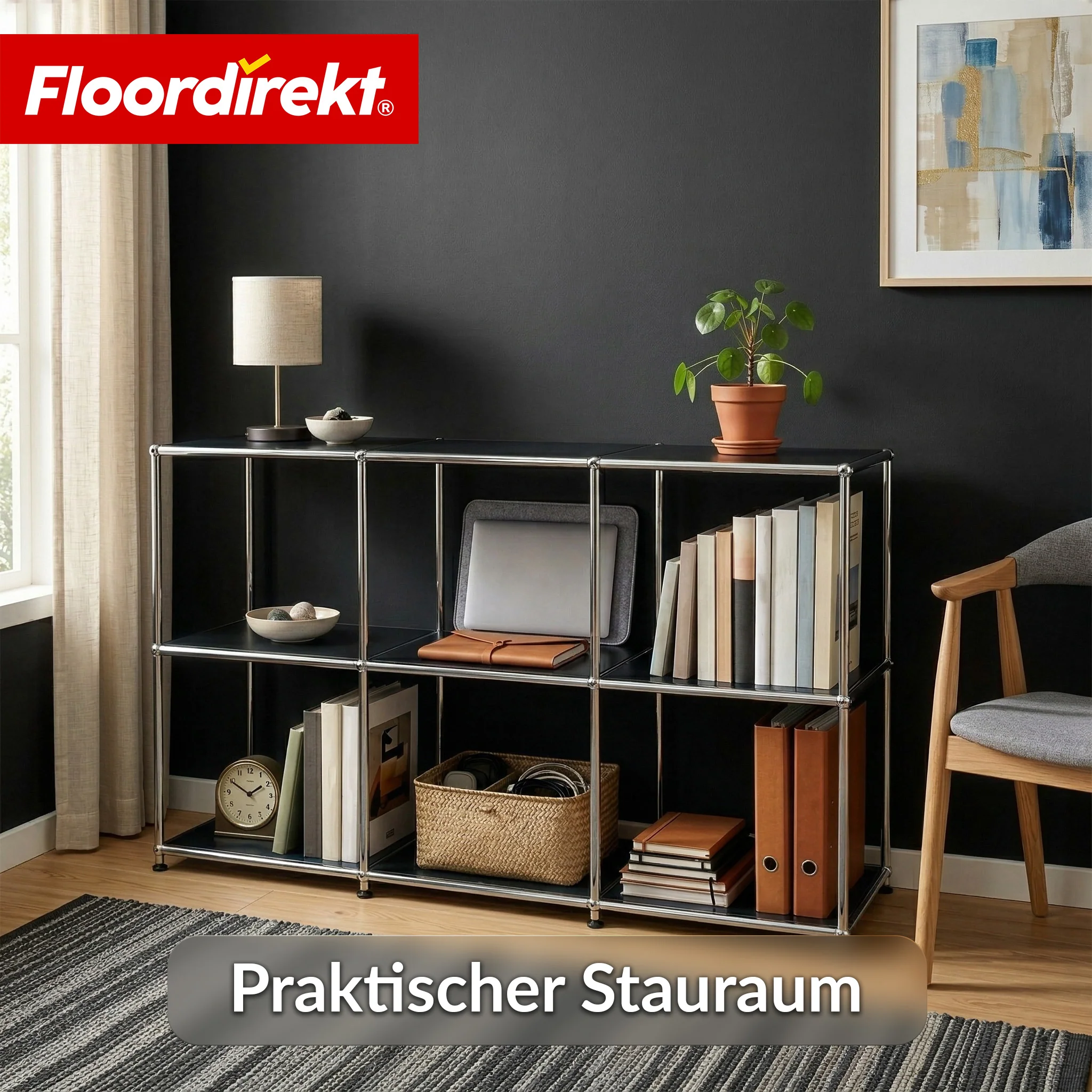 Metallregal | Concept Epure MK-018 | 3 Ablagen Standregal | Sideboard & Lowboard | Offenes Bücherregal - Image 13