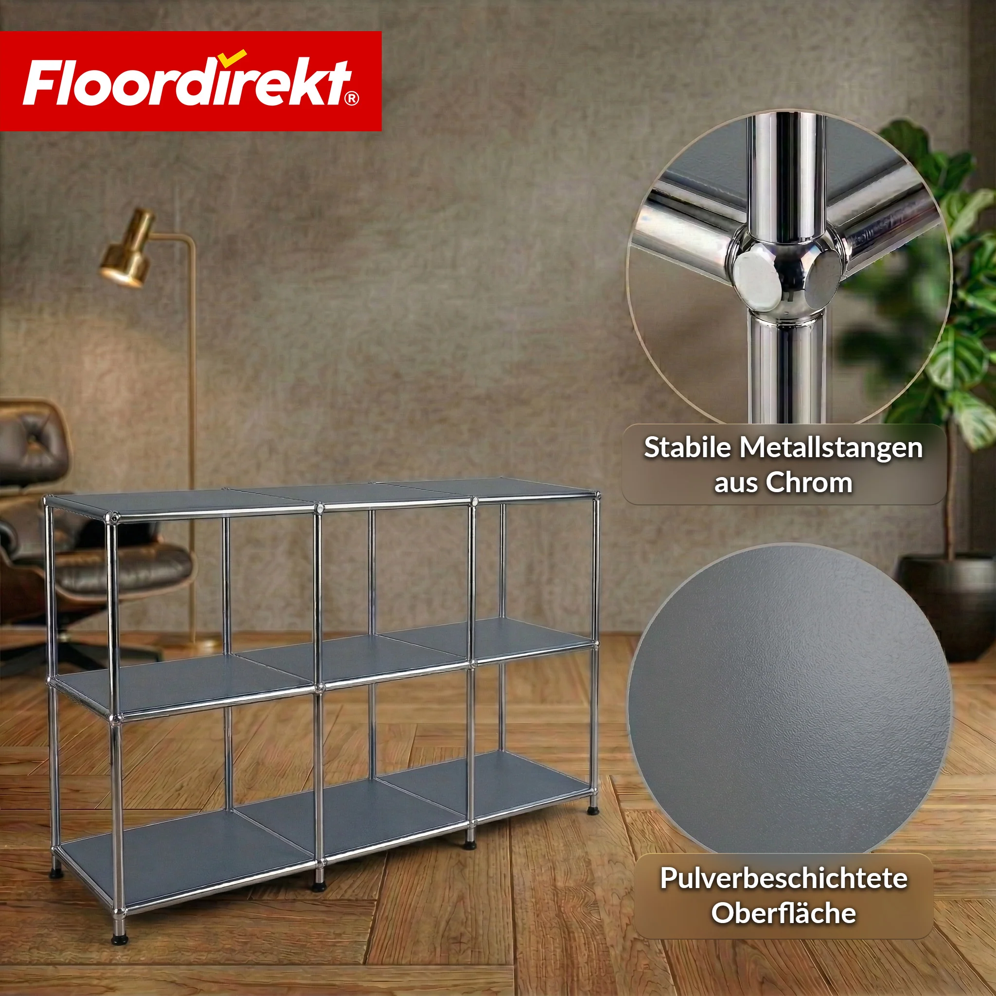 Metallregal | Concept Epure MK-018 | 3 Ablagen Standregal | Sideboard & Lowboard | Offenes Bücherregal - Image 20