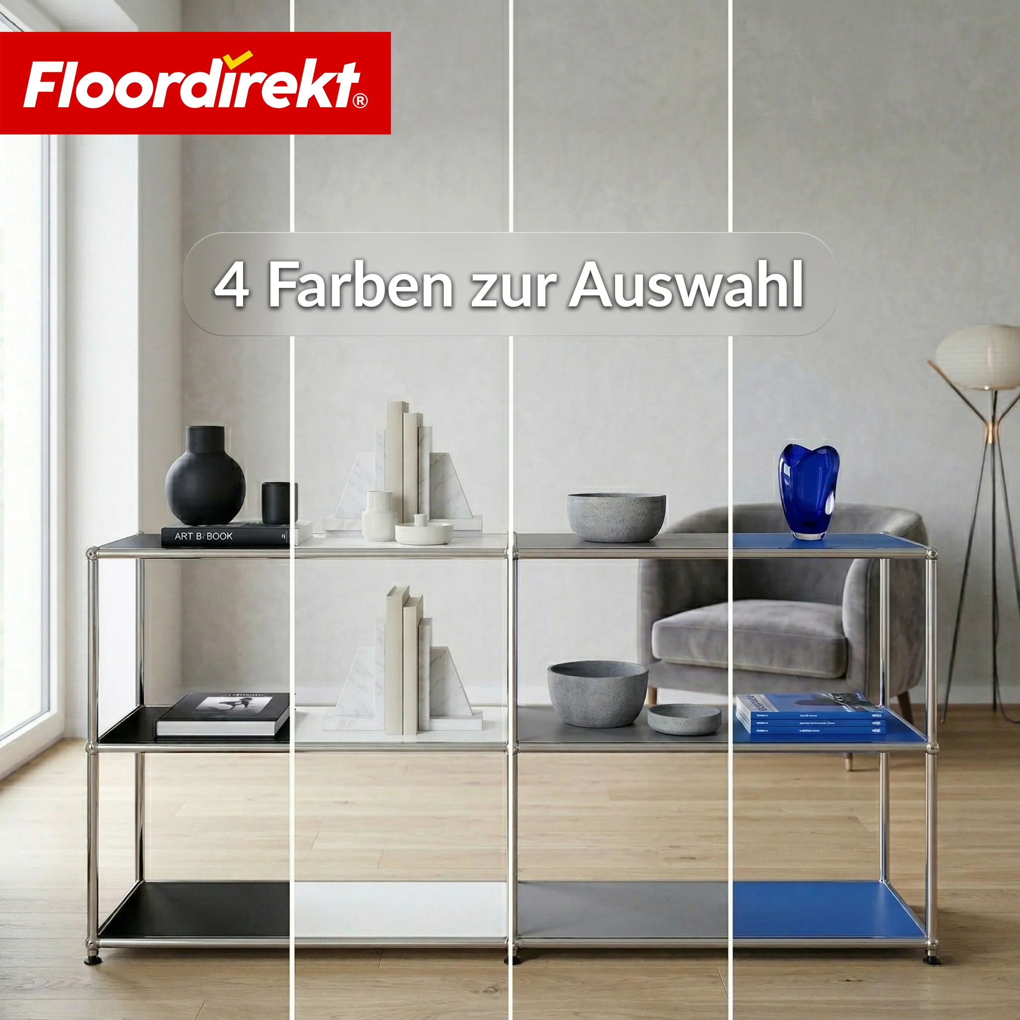 Metallregal | Concept Epure MK-018 | 3 Ablagen Standregal | Sideboard & Lowboard | Offenes Bücherregal - Image 23
