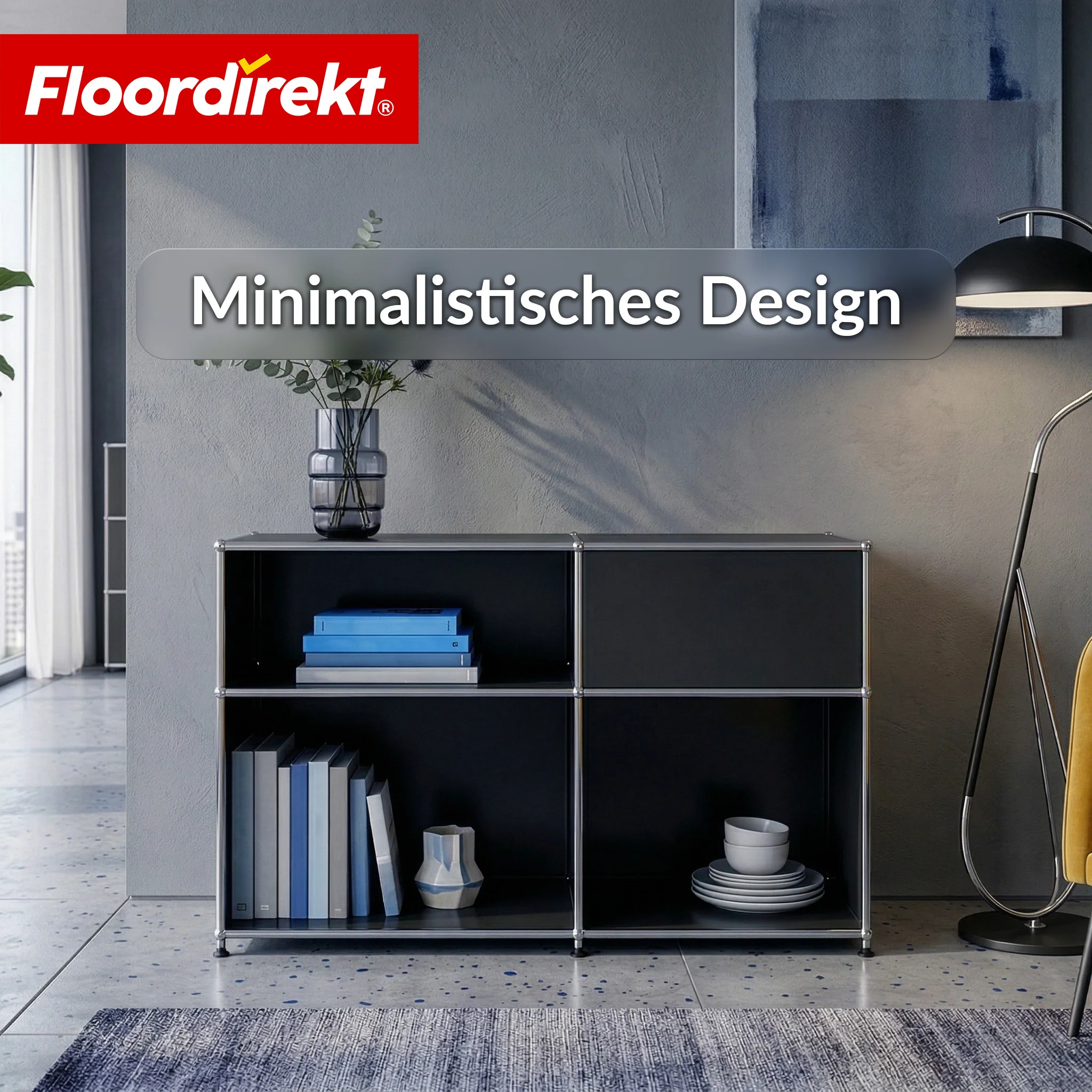 Metallregal | Concept Epure MK-030 | Standregal mit 3 Ablagen & Stauraumfach | Sideboard & Aufbewahrungsregal - Image 11