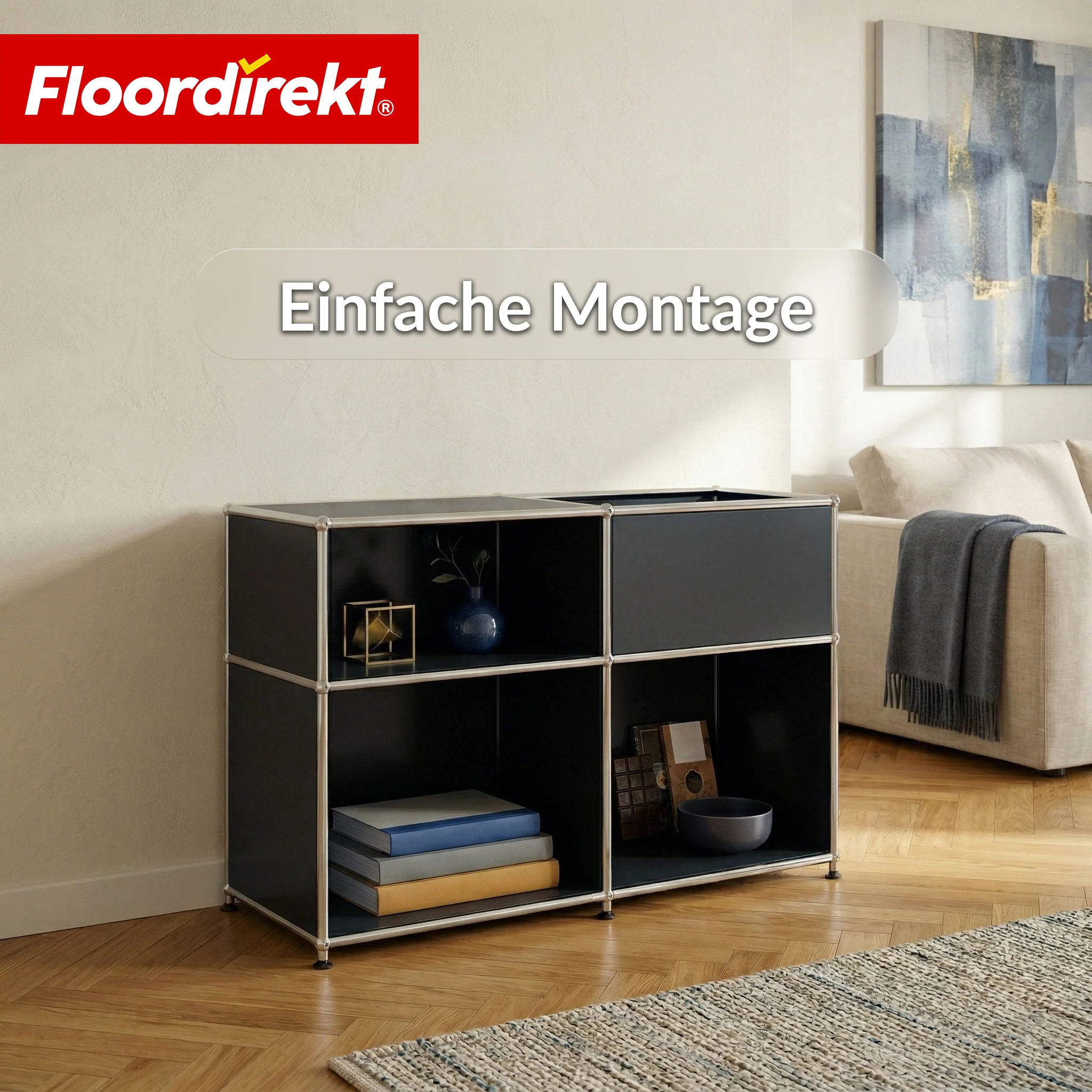 Metallregal | Concept Epure MK-030 | Standregal mit 3 Ablagen & Stauraumfach | Sideboard & Aufbewahrungsregal - Image 16