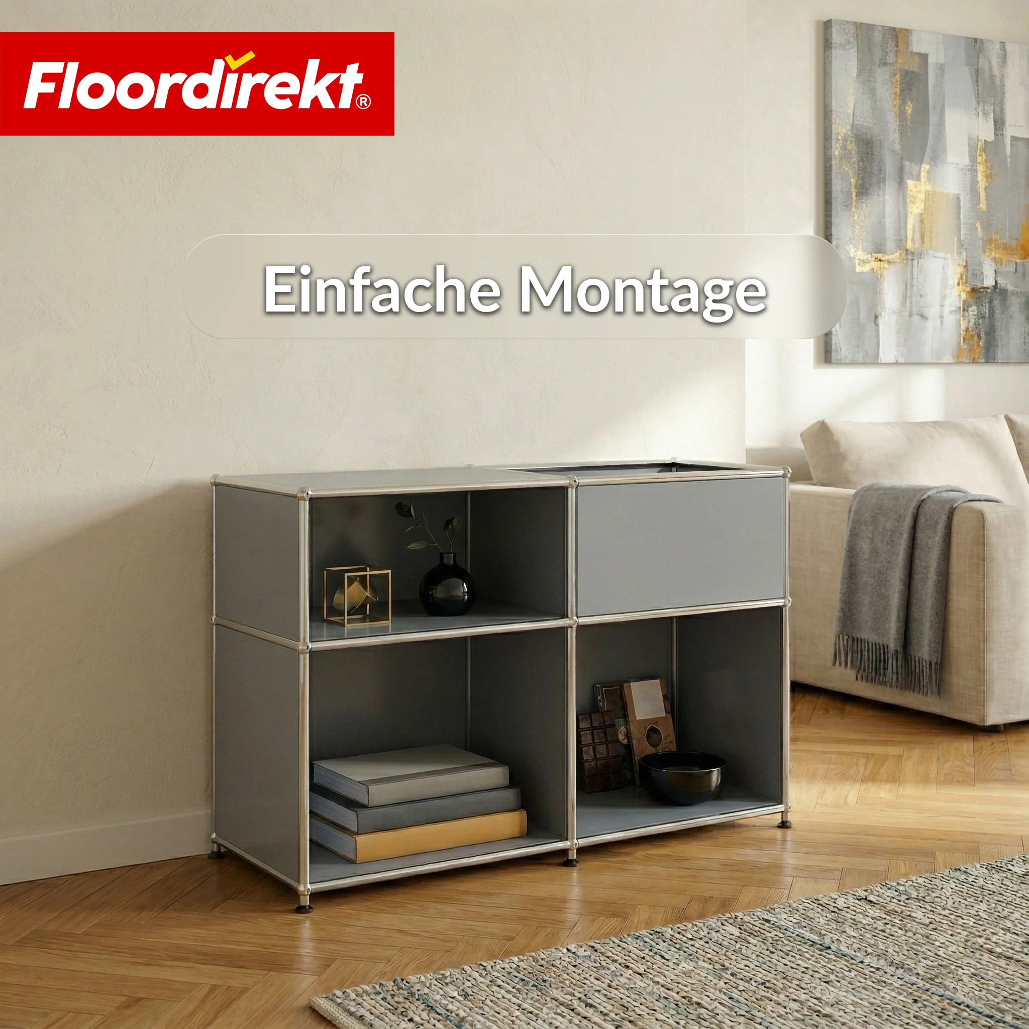 Metallregal | Concept Epure MK-030 | Standregal mit 3 Ablagen & Stauraumfach | Sideboard & Aufbewahrungsregal - Image 24