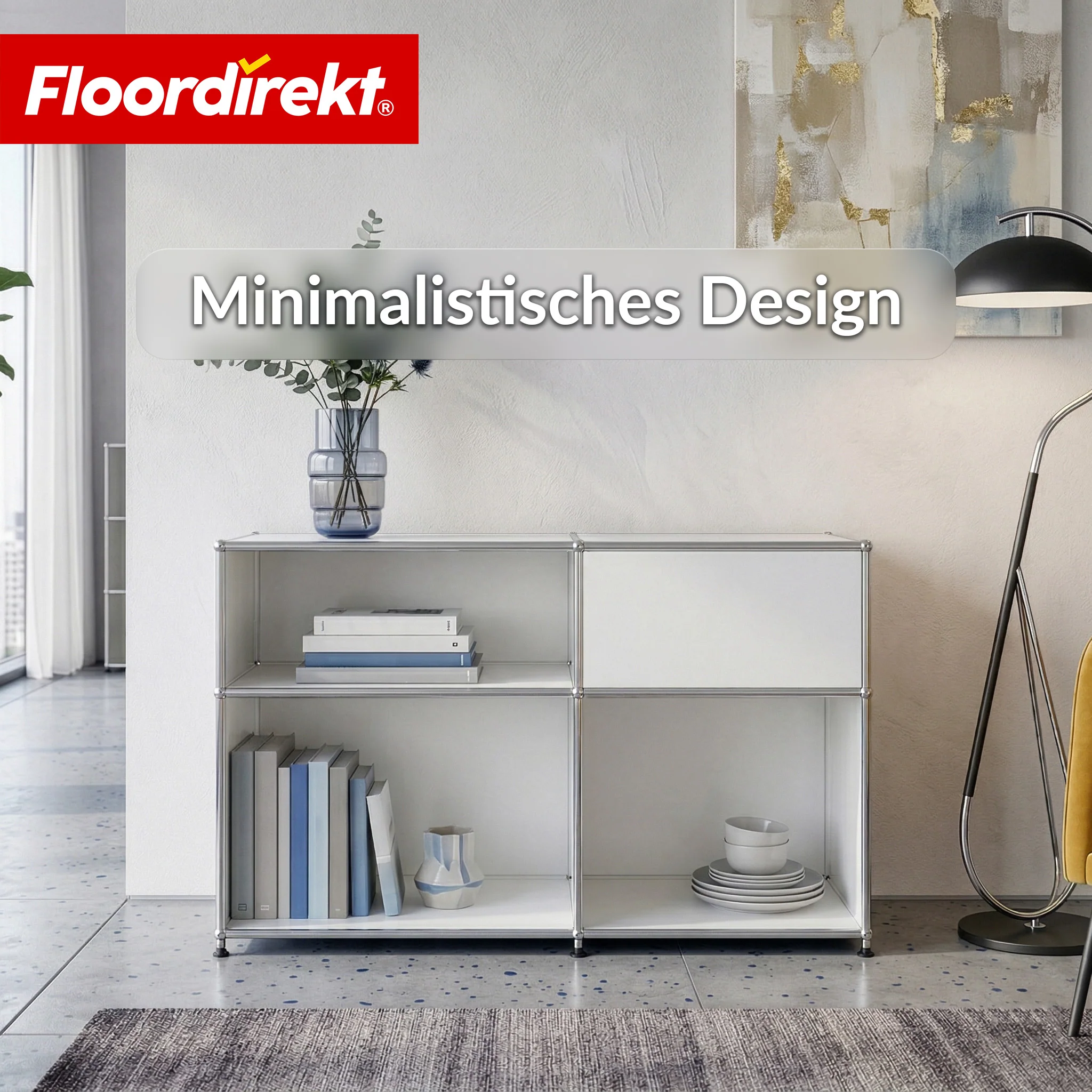 Metallregal | Concept Epure MK-030 | Standregal mit 3 Ablagen & Stauraumfach | Sideboard & Aufbewahrungsregal - Image 3