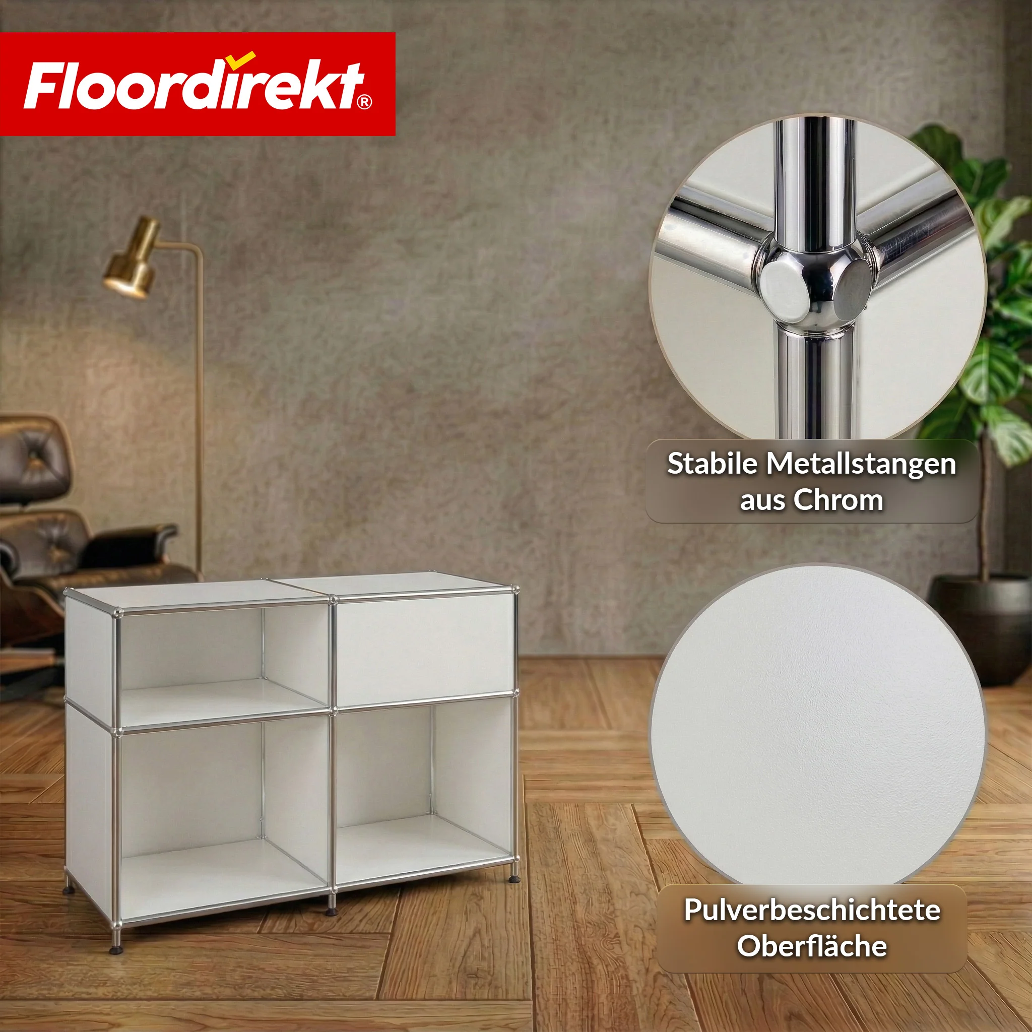 Metallregal | Concept Epure MK-030 | Standregal mit 3 Ablagen & Stauraumfach | Sideboard & Aufbewahrungsregal - Image 4