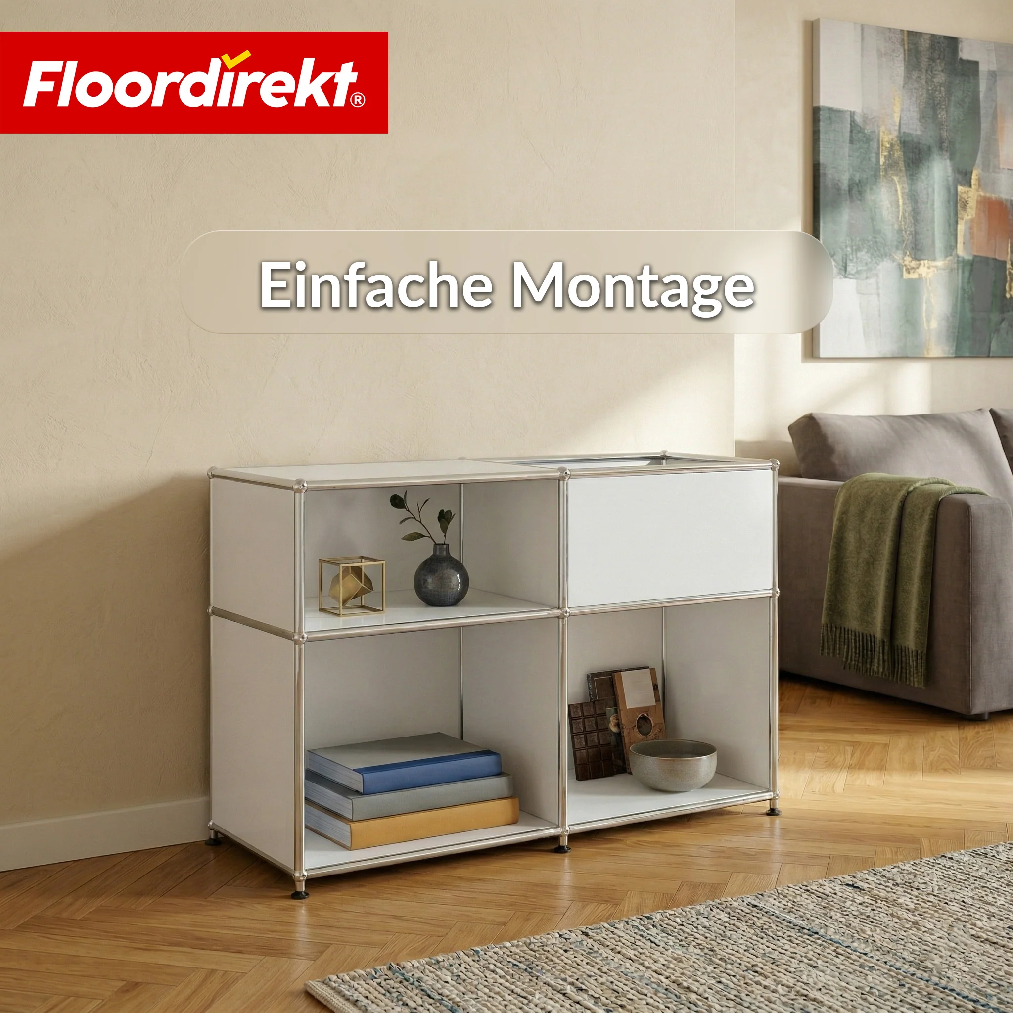 Metallregal | Concept Epure MK-030 | Standregal mit 3 Ablagen & Stauraumfach | Sideboard & Aufbewahrungsregal - Image 8
