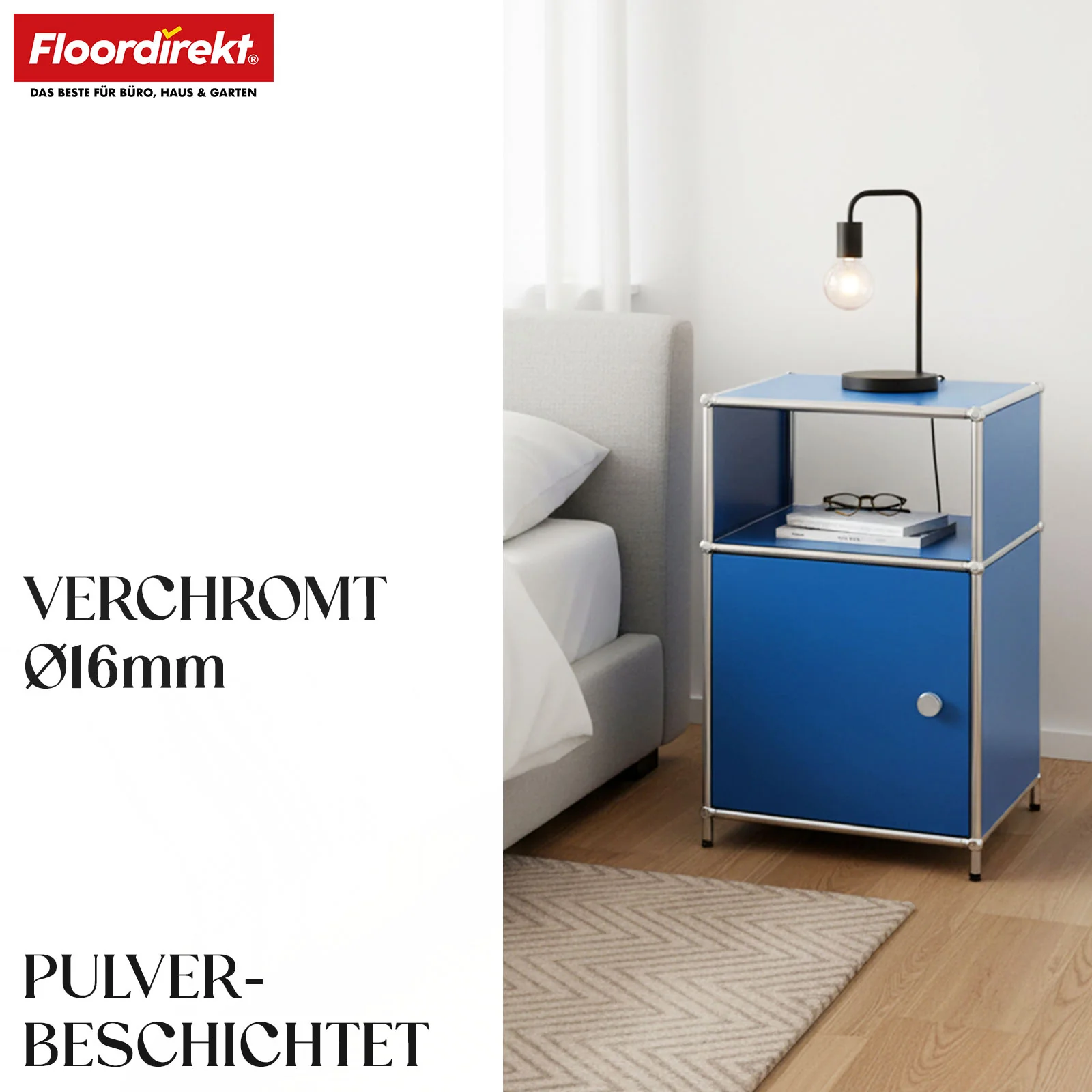 Metallregal | Concept Epure MK-040 | 3-stöckiges Aufbewahrungsregal mit Tür & & Ablageflächen | In mehreren Farben erhältlich - Image 3