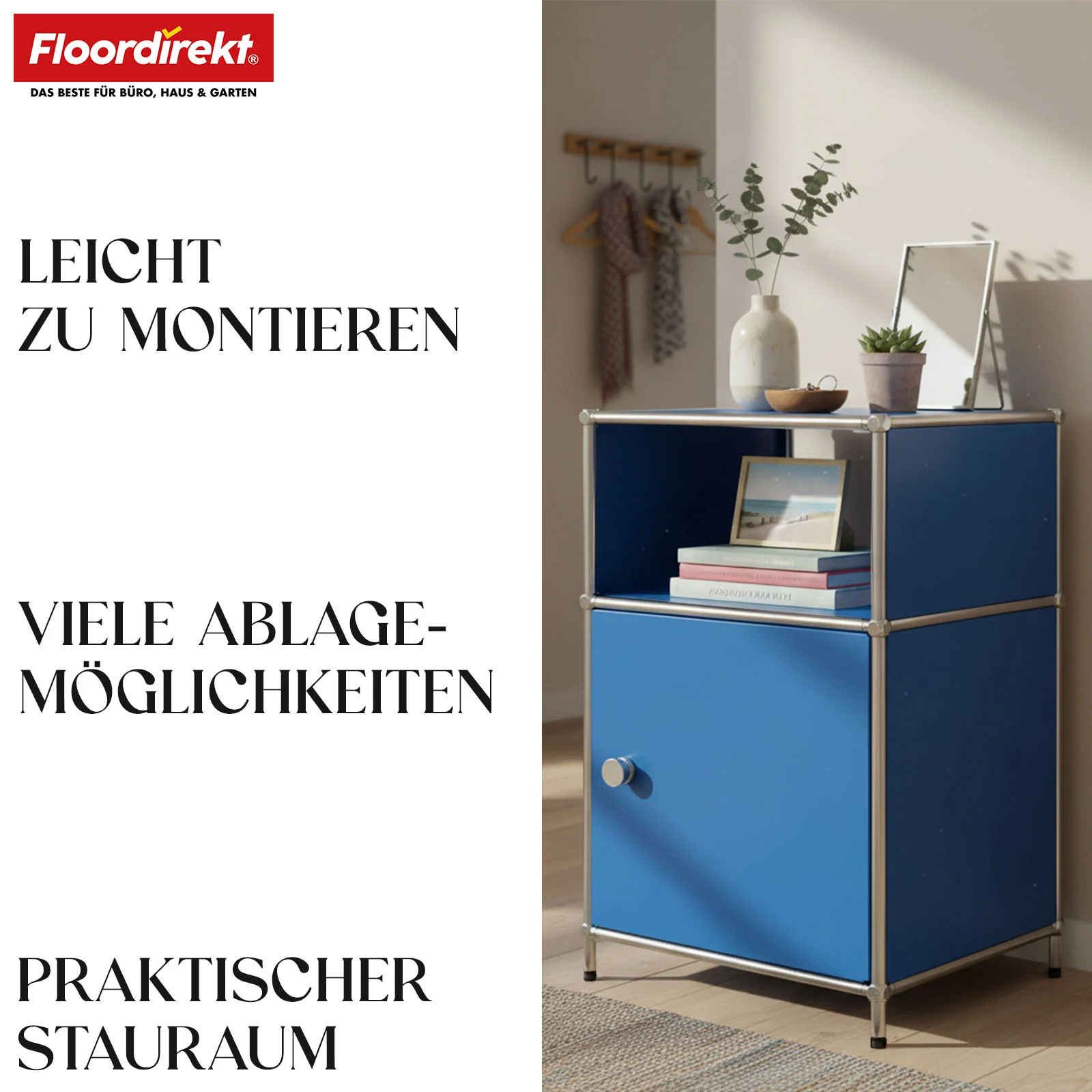 Metallregal | Concept Epure MK-040 | 3-stöckiges Aufbewahrungsregal mit Tür & & Ablageflächen | In mehreren Farben erhältlich - Image 4