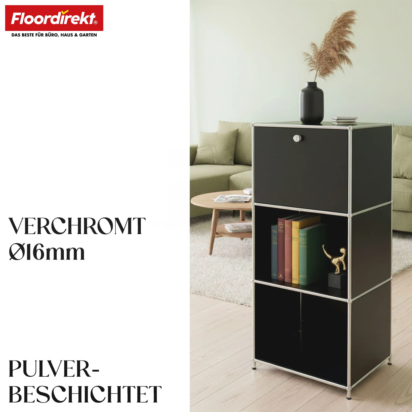 Metallregal | Concept Epure MK-107 | 4-stöckiges Aufbewahrungsregal mit verschließbarem Fach & Ablagen | In verschiedenen Farben - Image 11
