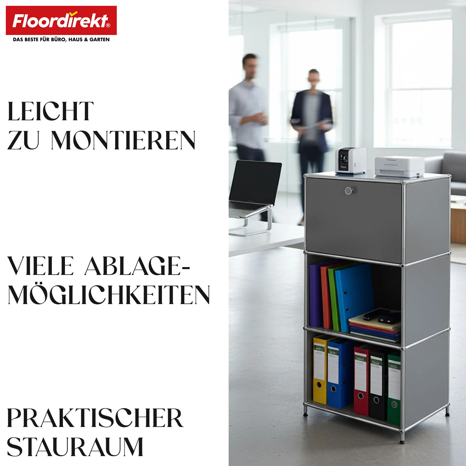 Metallregal | Concept Epure MK-107 | 4-stöckiges Aufbewahrungsregal mit verschließbarem Fach & Ablagen | In verschiedenen Farben - Image 20