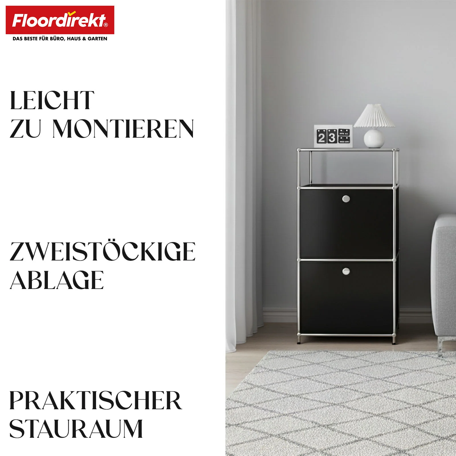 Metallregal | Concept Epure MK-120 | Aufbewahrungsregal mit verschließbaren Fächern, offenem Fach & Ablage | In mehreren Farben erhältlich - Image 12