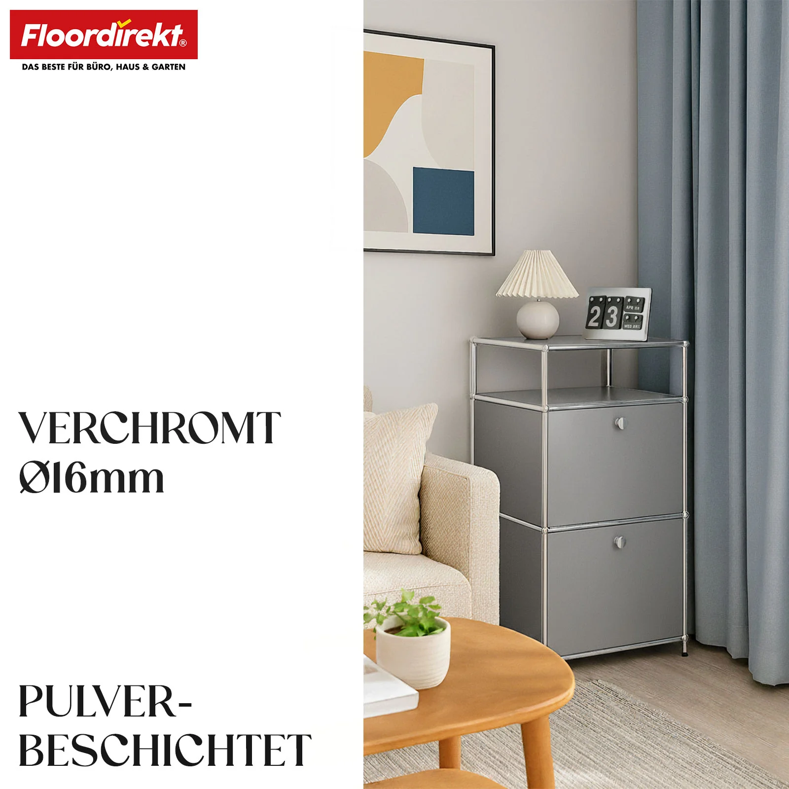 Metallregal | Concept Epure MK-120 | Aufbewahrungsregal mit verschließbaren Fächern, offenem Fach & Ablage | In mehreren Farben erhältlich - Image 3