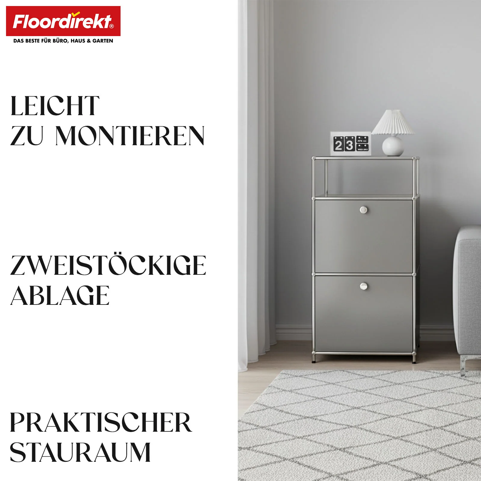 Metallregal | Concept Epure MK-120 | Aufbewahrungsregal mit verschließbaren Fächern, offenem Fach & Ablage | In mehreren Farben erhältlich - Image 4