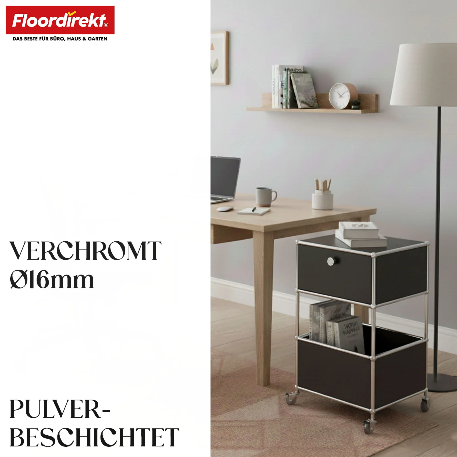 Metallregal | Concept Epure MK-145 | 3-stöckiger Rollcontainer mit Schublade & Ablagen | In mehreren Farben erhältlich - Image 11