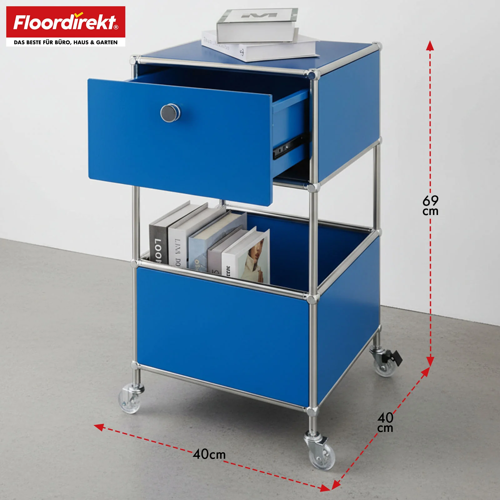 Metallregal | Concept Epure MK-145 | 3-stöckiger Rollcontainer mit Schublade & Ablagen | In mehreren Farben erhältlich - Image 2