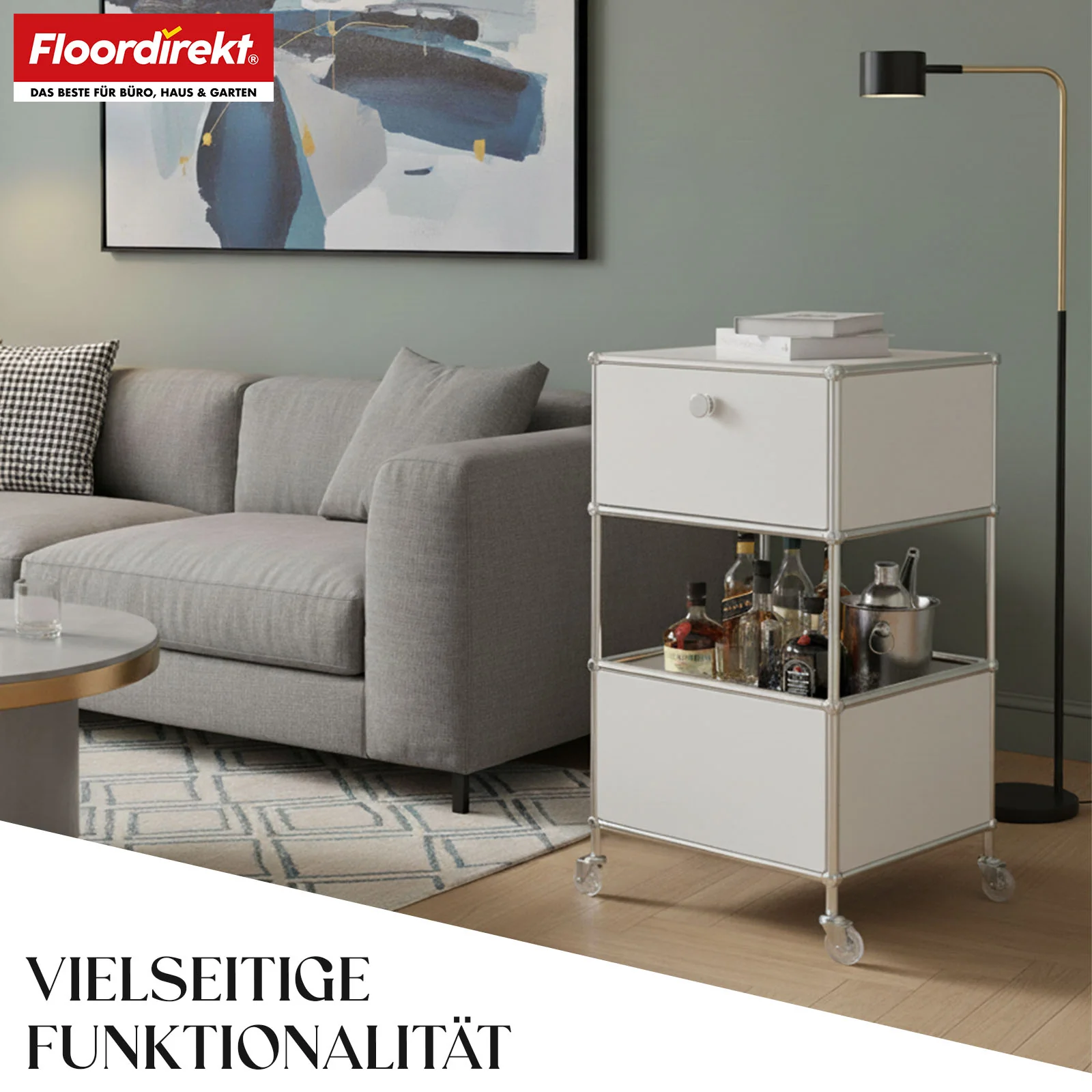 Metallregal | Concept Epure MK-145 | 3-stöckiger Rollcontainer mit Schublade & Ablagen | In mehreren Farben erhältlich - Image 21