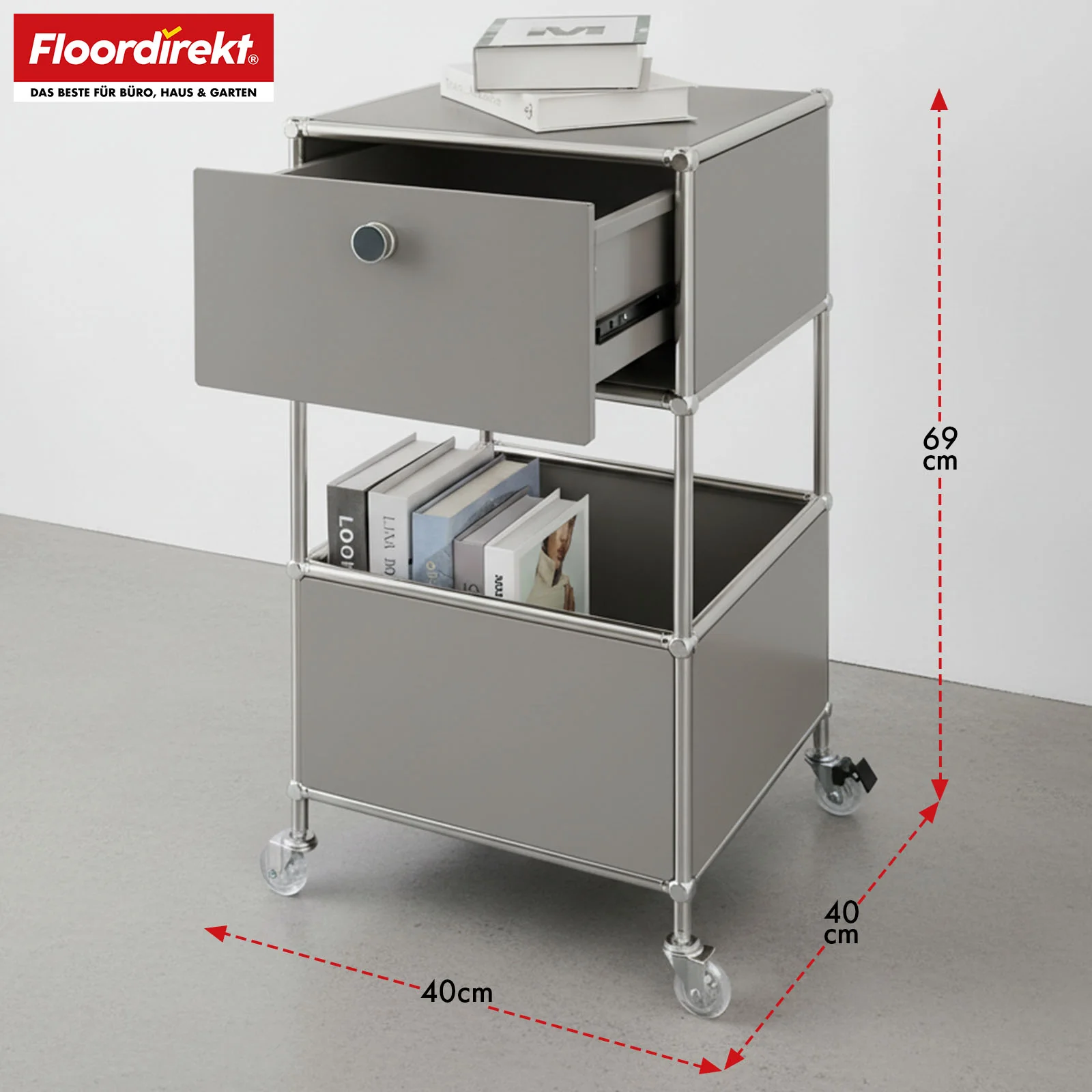 Metallregal | Concept Epure MK-145 | 3-stöckiger Rollcontainer mit Schublade & Ablagen | In mehreren Farben erhältlich - Image 26