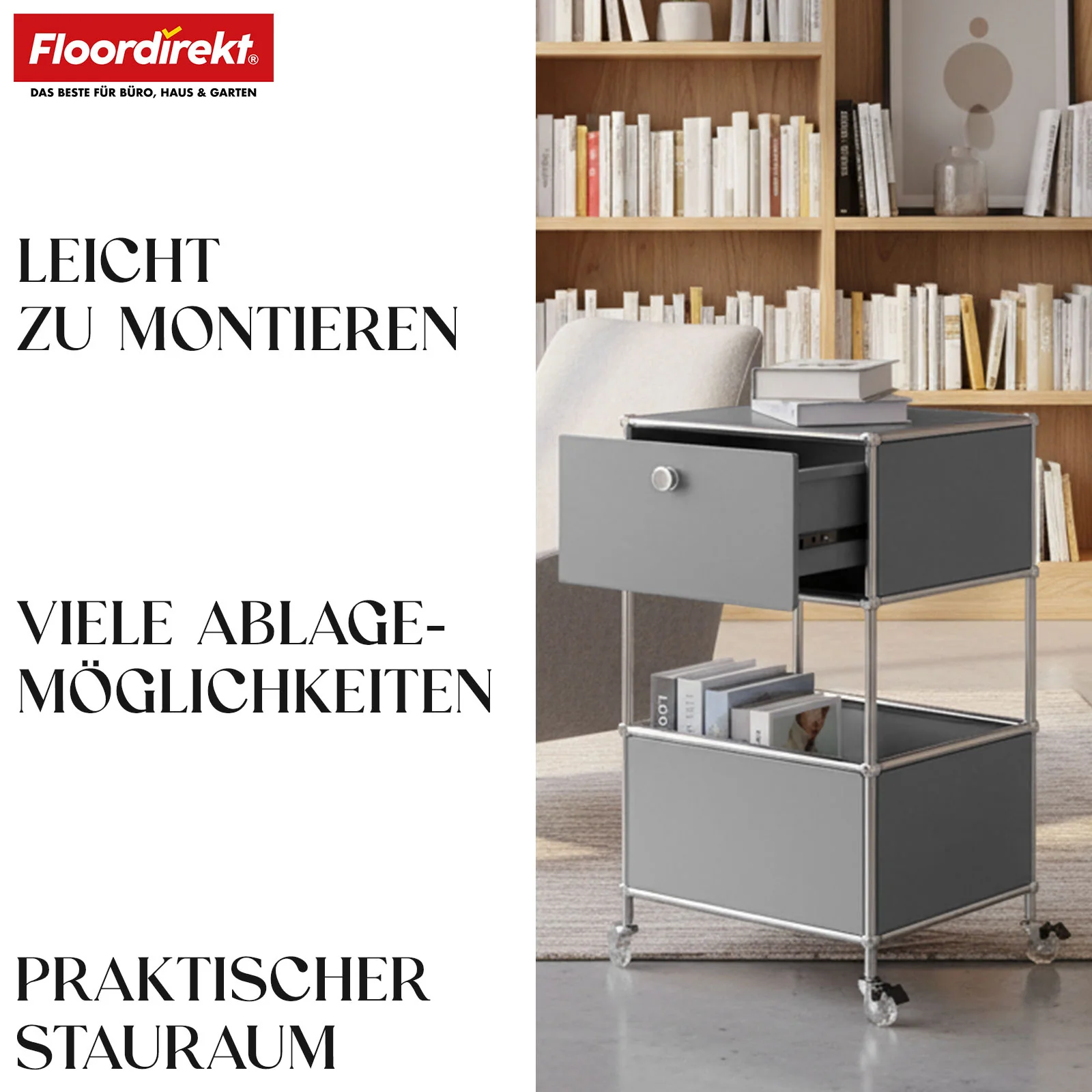 Metallregal | Concept Epure MK-145 | 3-stöckiger Rollcontainer mit Schublade & Ablagen | In mehreren Farben erhältlich - Image 28