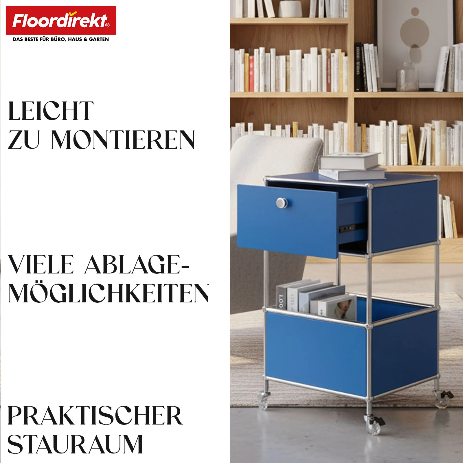 Metallregal | Concept Epure MK-145 | 3-stöckiger Rollcontainer mit Schublade & Ablagen | In mehreren Farben erhältlich - Image 4