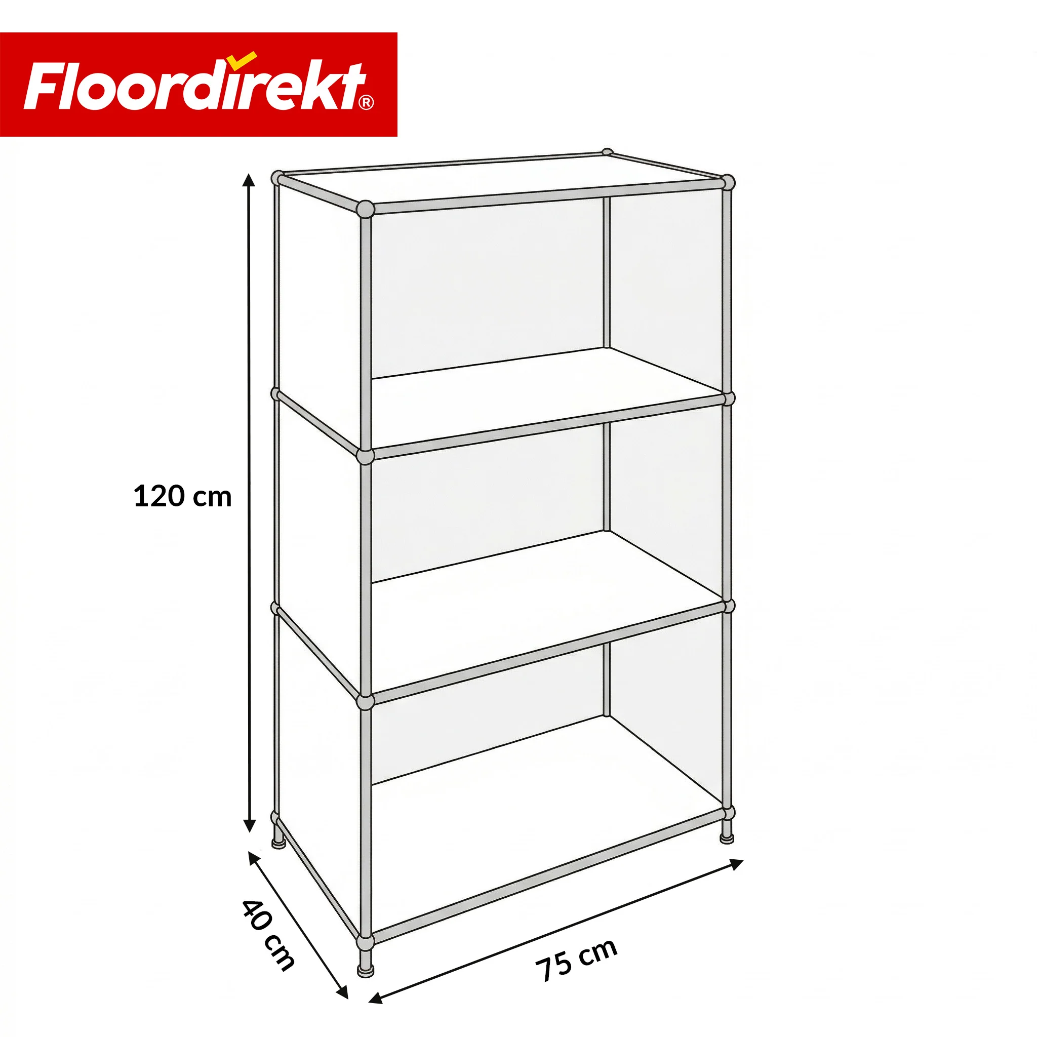 Metallregal | Concept Epure MK-101 | 4 Ablagen Standregal | Bücherregal mit Seitenwänden | Modernes Aufbewahrungsregal - Image 10