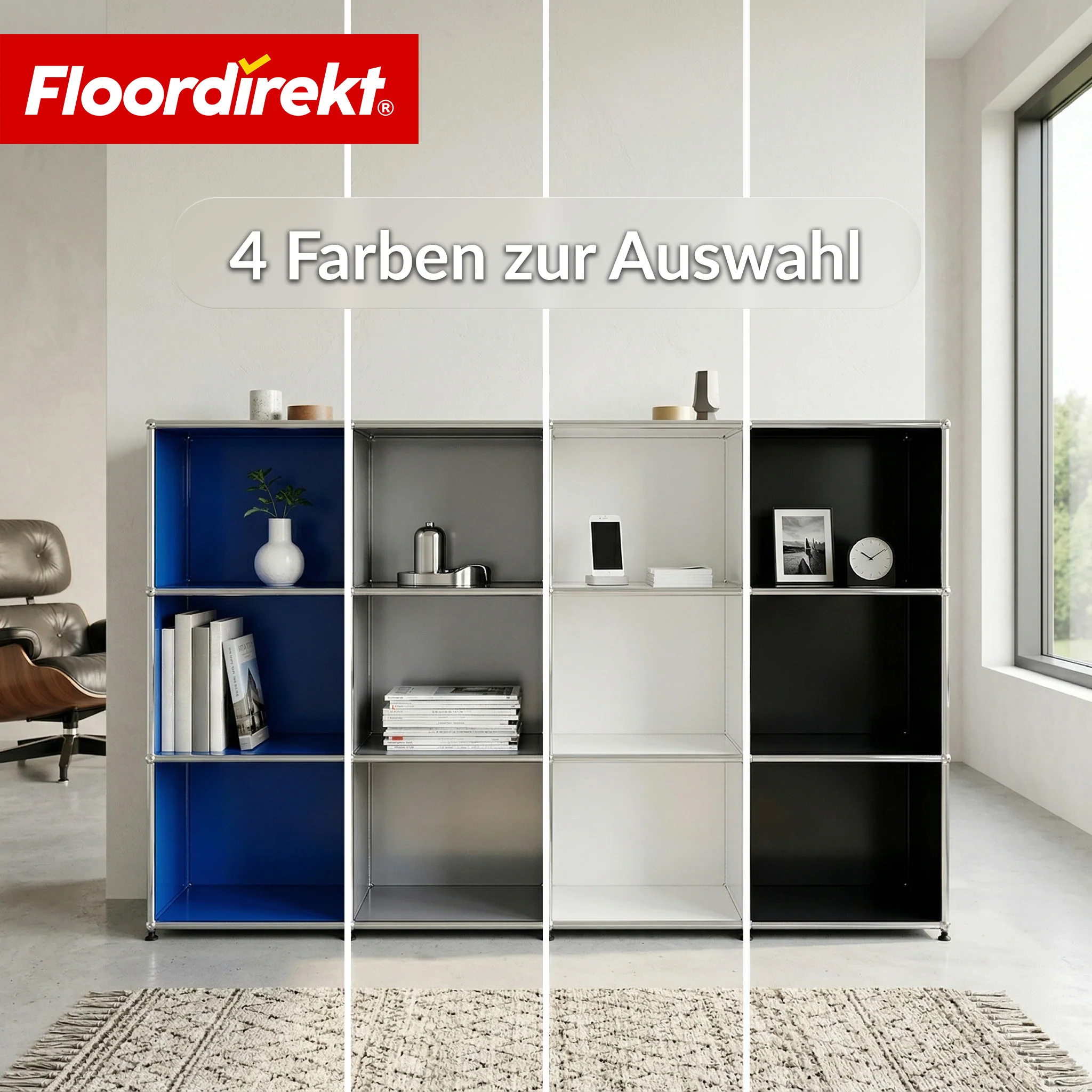 Metallregal | Concept Epure MK-101 | 4 Ablagen Standregal | Bücherregal mit Seitenwänden | Modernes Aufbewahrungsregal - Image 23