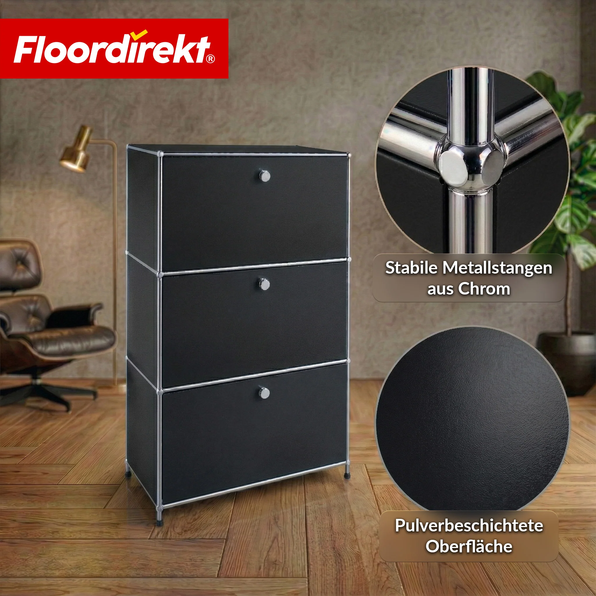 Metallschrank | Concept Epure MK-129 | Sideboard mit 3 verschließbaren Fächern | Moderner Aufbewahrungsschrank - Image 12