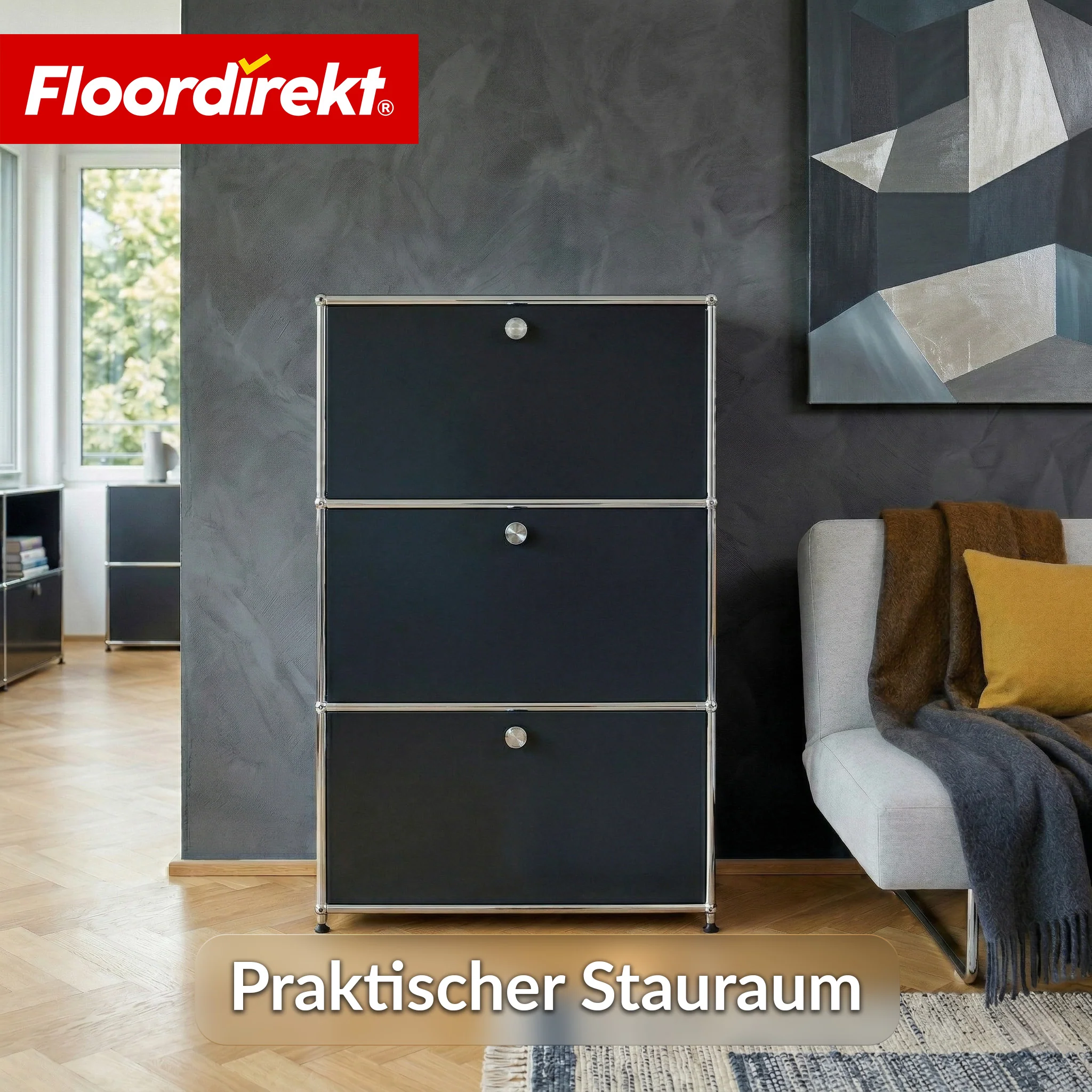 Metallschrank | Concept Epure MK-129 | Sideboard mit 3 verschließbaren Fächern | Moderner Aufbewahrungsschrank - Image 13