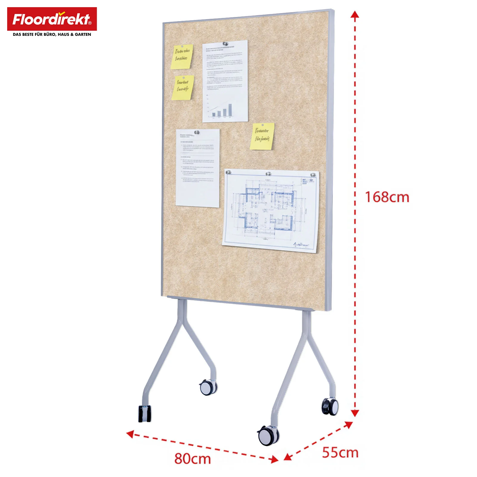Mobile Moderationstafel GIANT | Beidseitige Filztafel auf Rollen 80x120cm | Doppelseitig nutzbar & stabil - Image 10