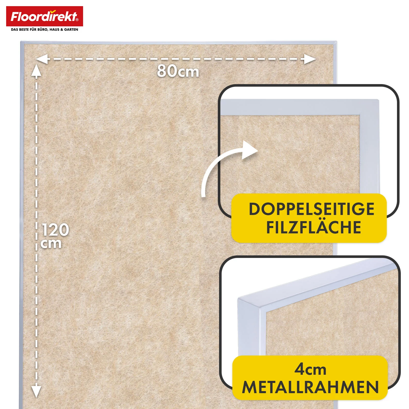 Mobile Moderationstafel GIANT | Beidseitige Filztafel auf Rollen 80x120cm | Doppelseitig nutzbar & stabil - Image 13